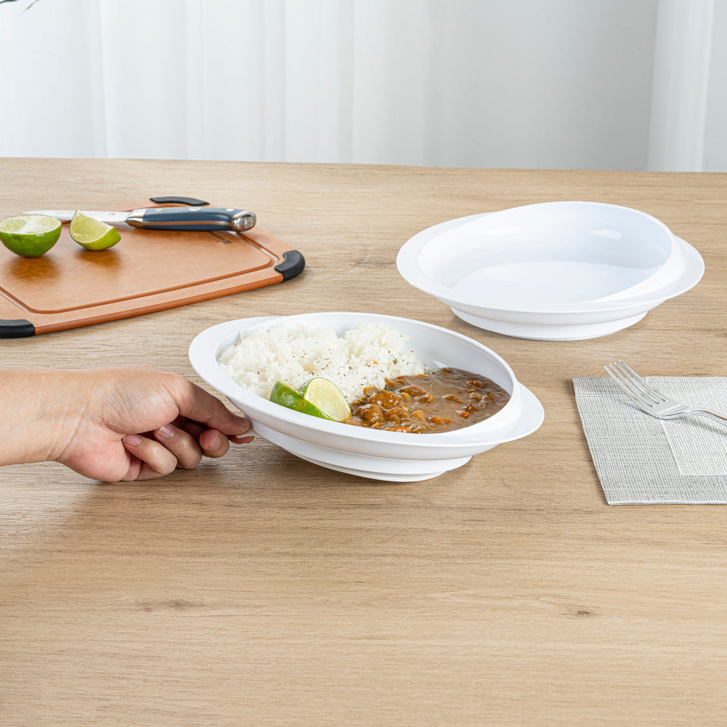 Adapt Tek Round White Plastic Scoop Plate - Spillproof, with Suction Base - 9" x 9" x 2 1/4" - 20 count box