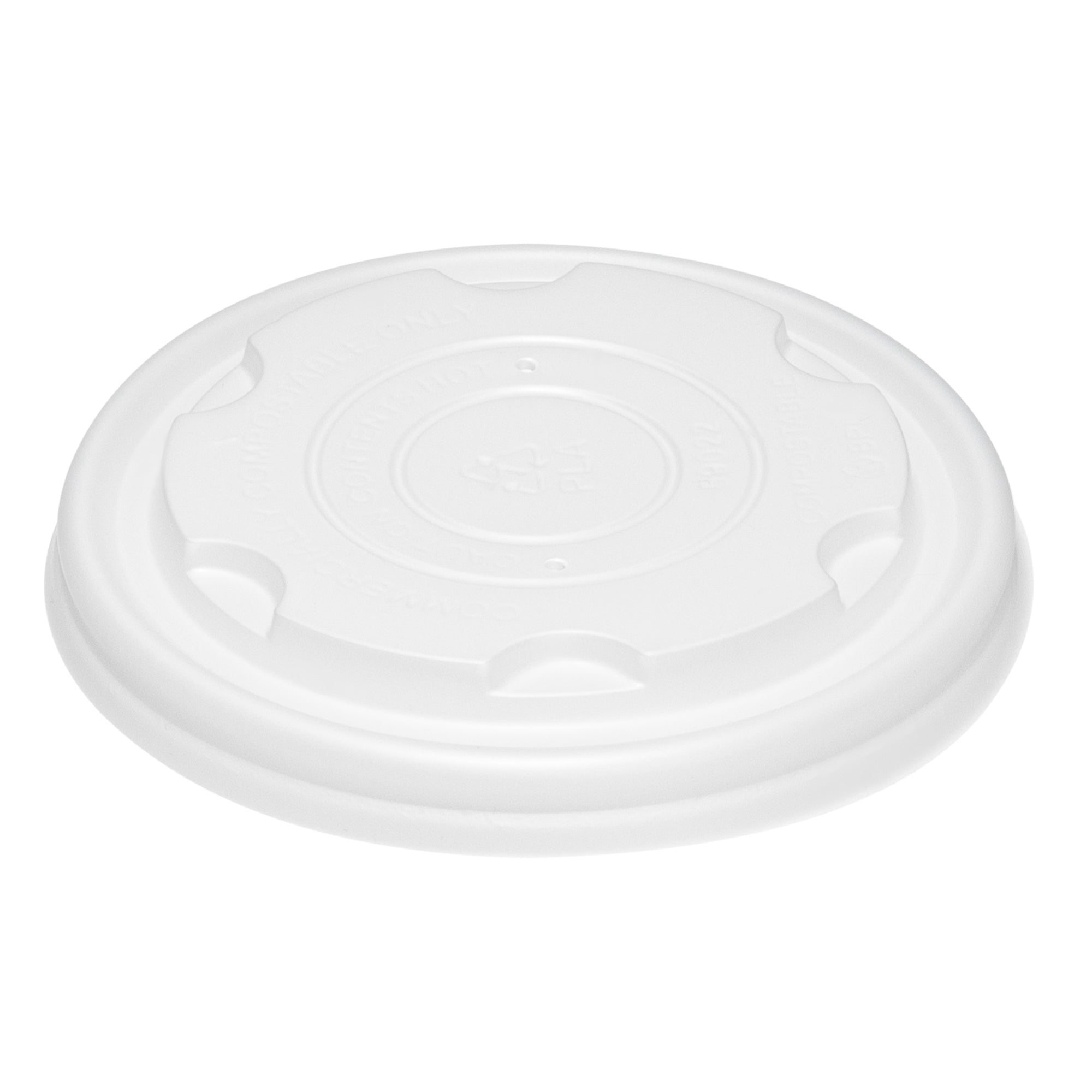 Sustain Round White PLA Plastic Lid - Compostable, Fits 8 oz Soup Container - 200 count box