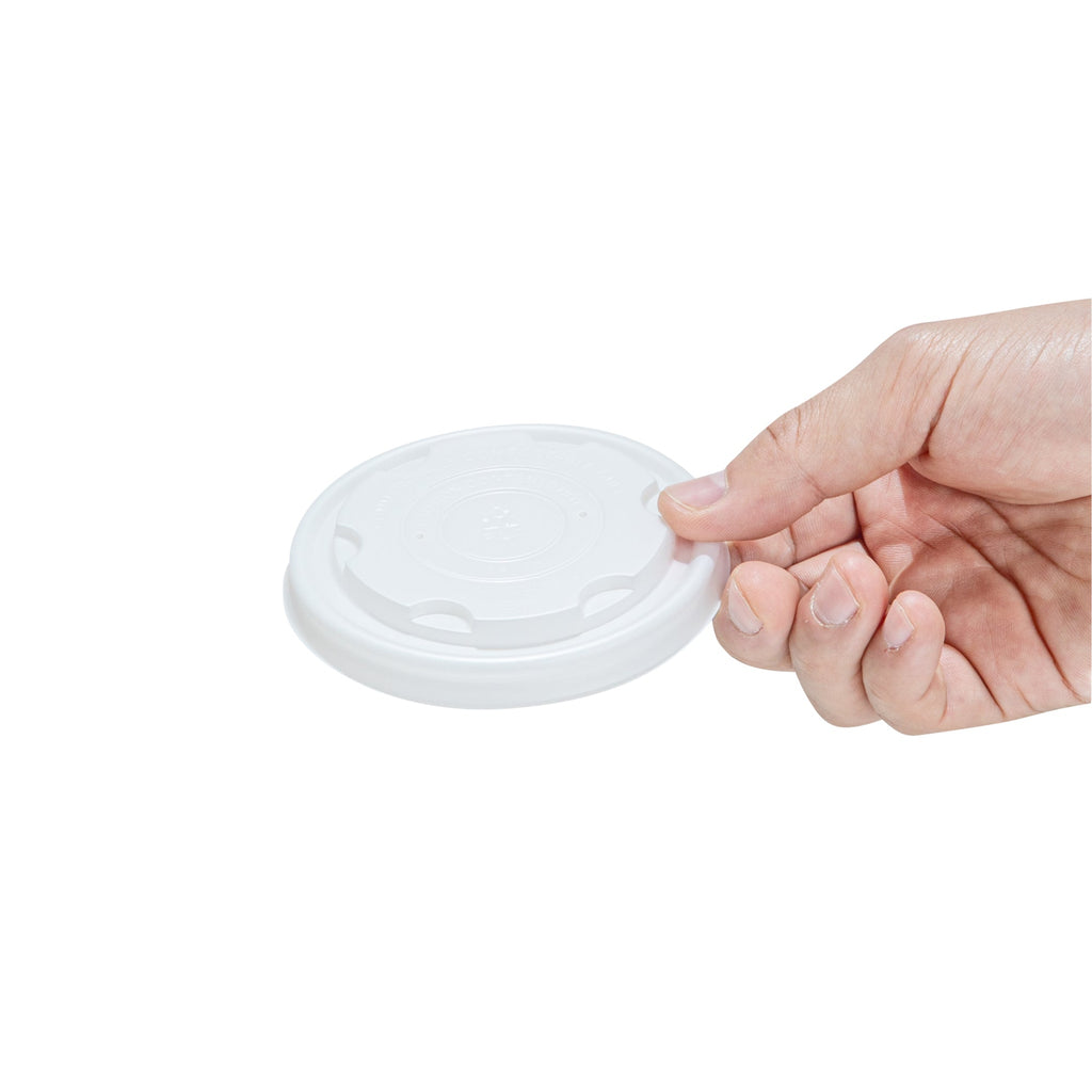Sustain Round White PLA Plastic Lid - Compostable, Fits 8 oz Soup Container - 200 count box