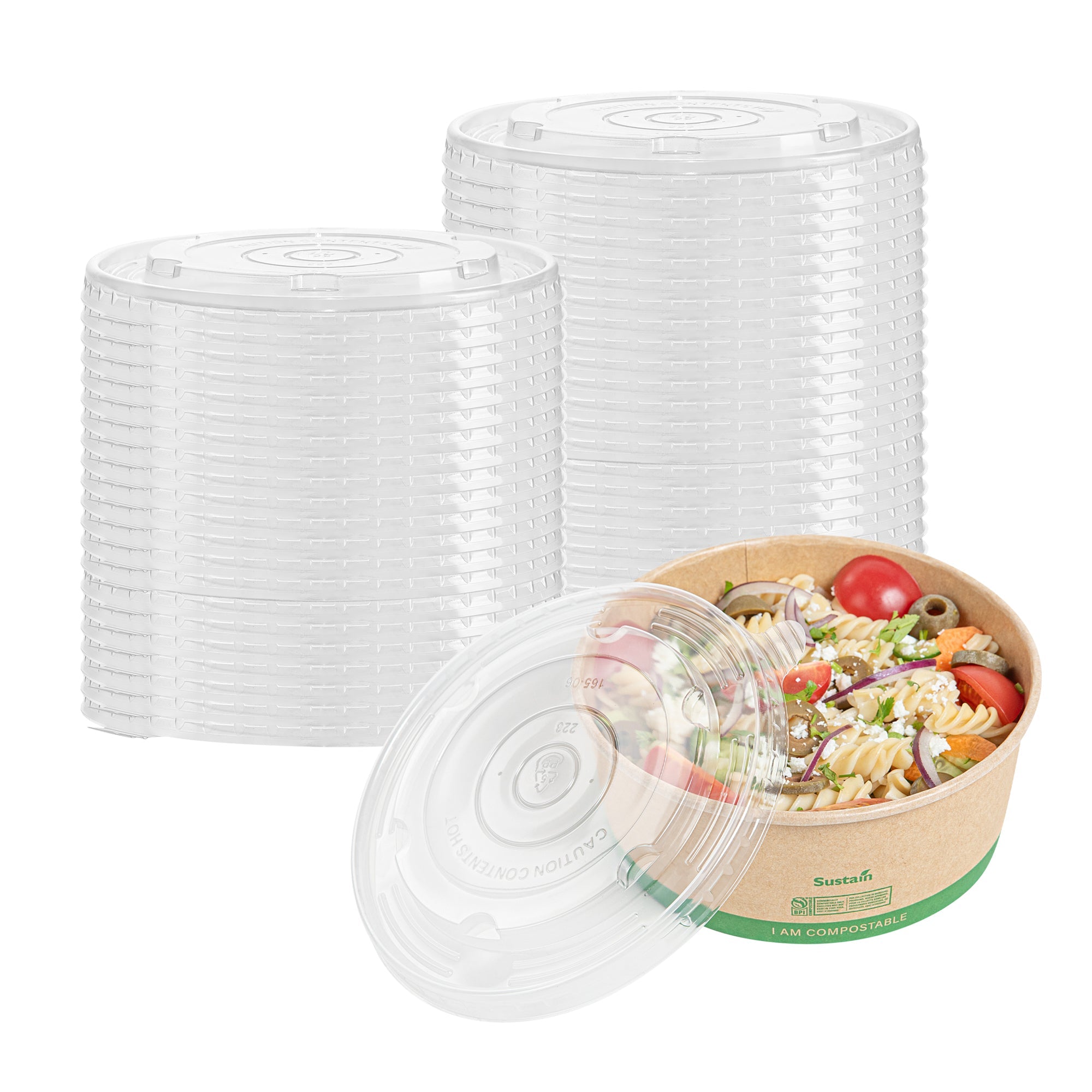 Sustain Round Clear Plastic Lid - Fits 37 & 44 oz Take Out Container - 50 count box