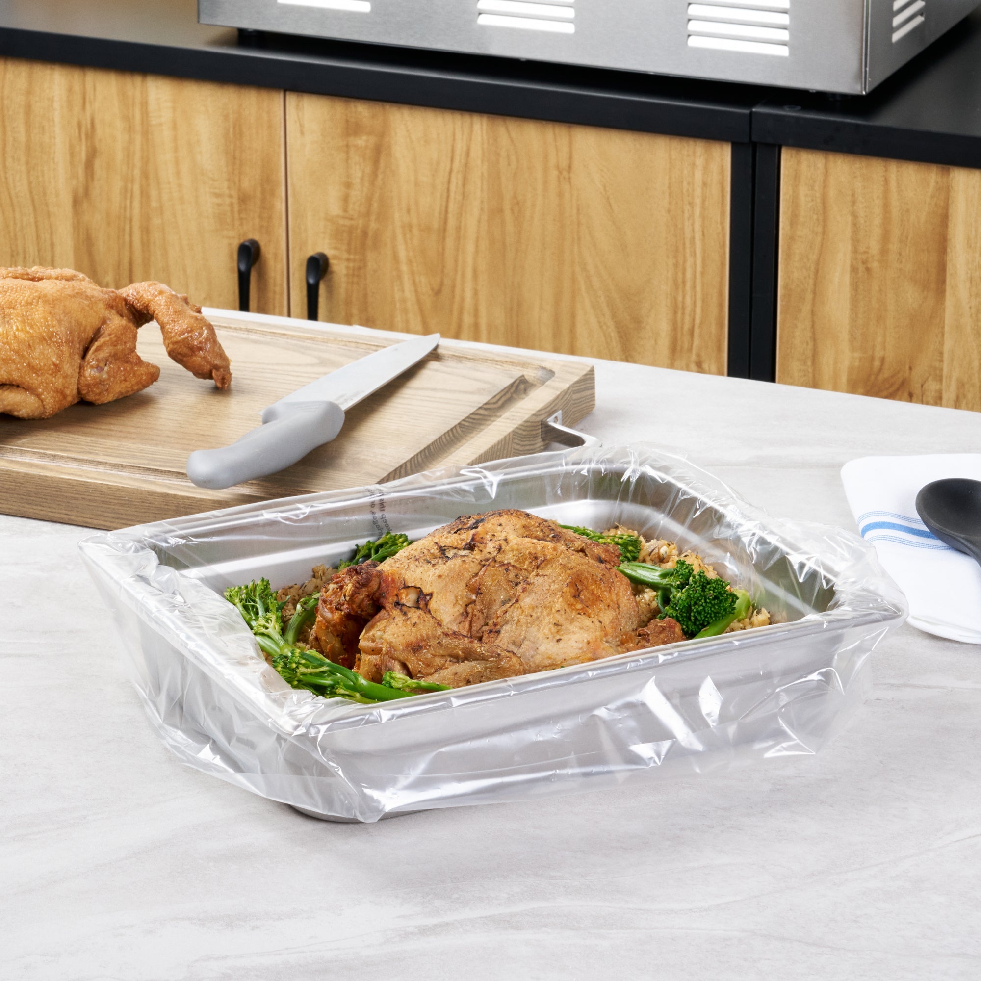 Fresh Hero Nylon Half Size Shallow Steam Table Pan Liner - 2.5" Depth - 23" x 11" - 100 count box