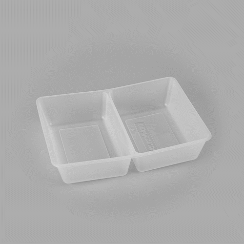 Bio Tek 43 oz White Plastic 2-Compartment Insert Tray - Fits 49 / 71 / 98 Bio Box Take Out Container, Microwave-Safe - 200 count box