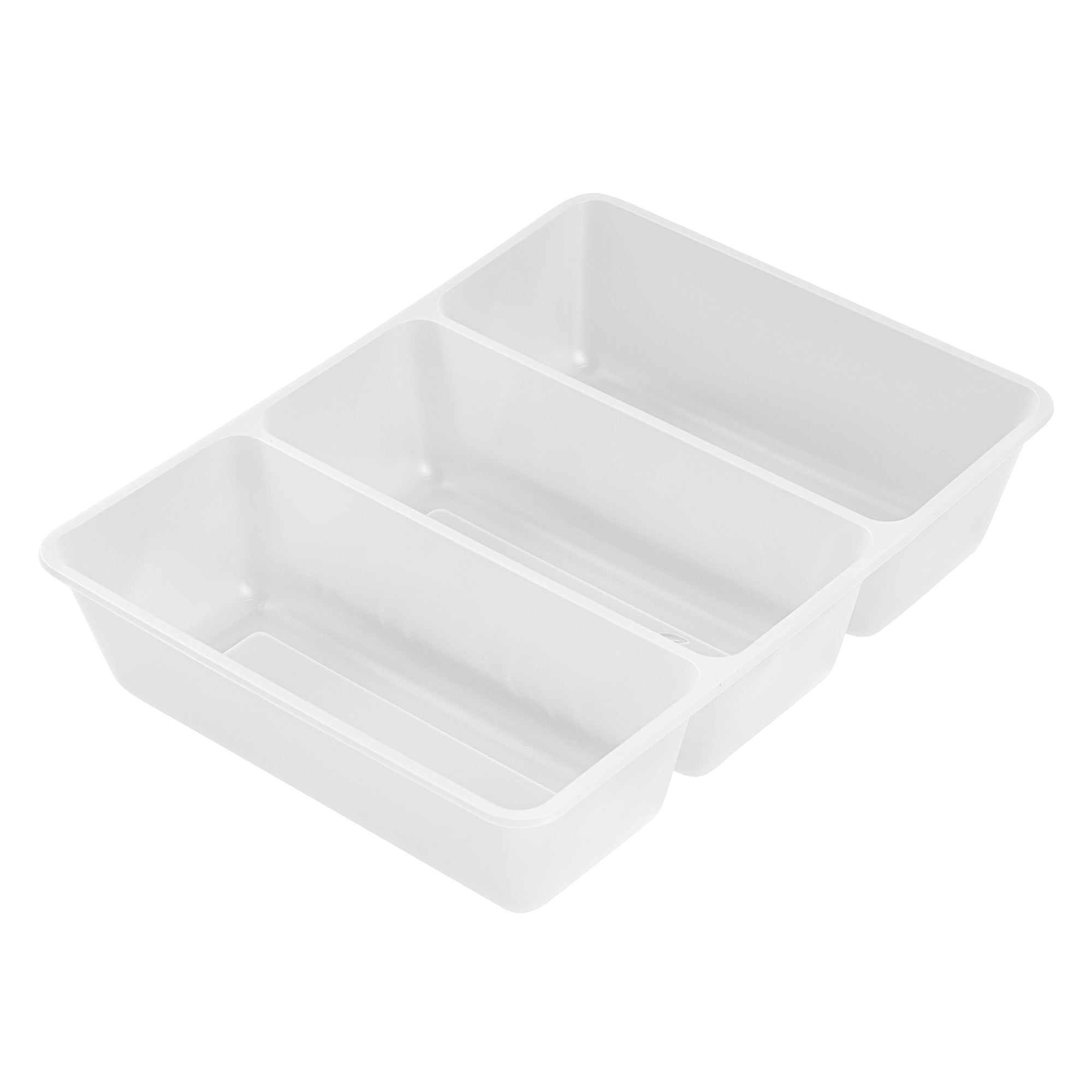Bio Tek 40 oz White Plastic 3-Compartment Taco Insert Tray - Fits 49 / 71 / 98 Bio Box Take Out Container, Microwave-Safe - 200 count box