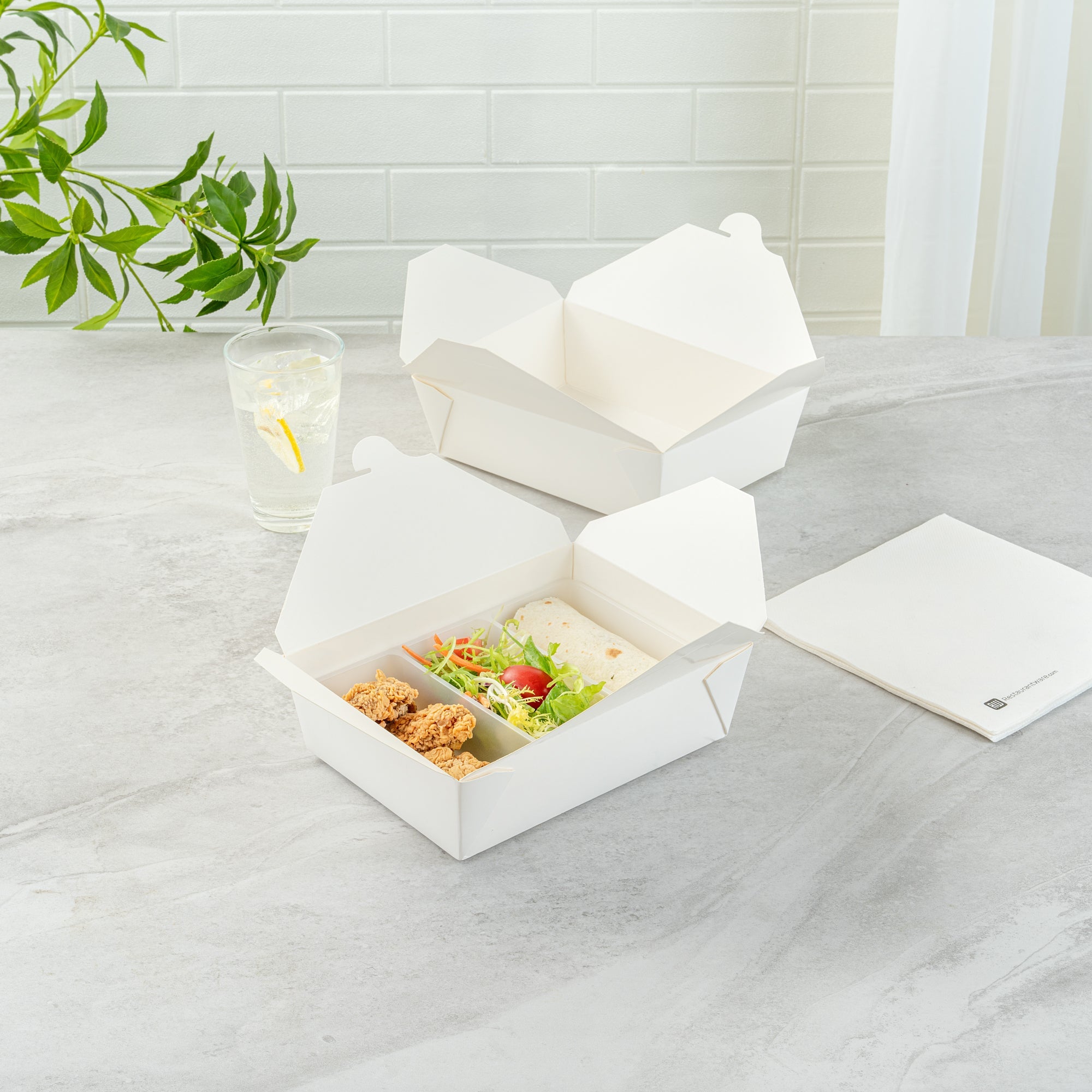 Bio Tek 40 oz White Plastic 3-Compartment Taco Insert Tray - Fits 49 / 71 / 98 Bio Box Take Out Container, Microwave-Safe - 200 count box