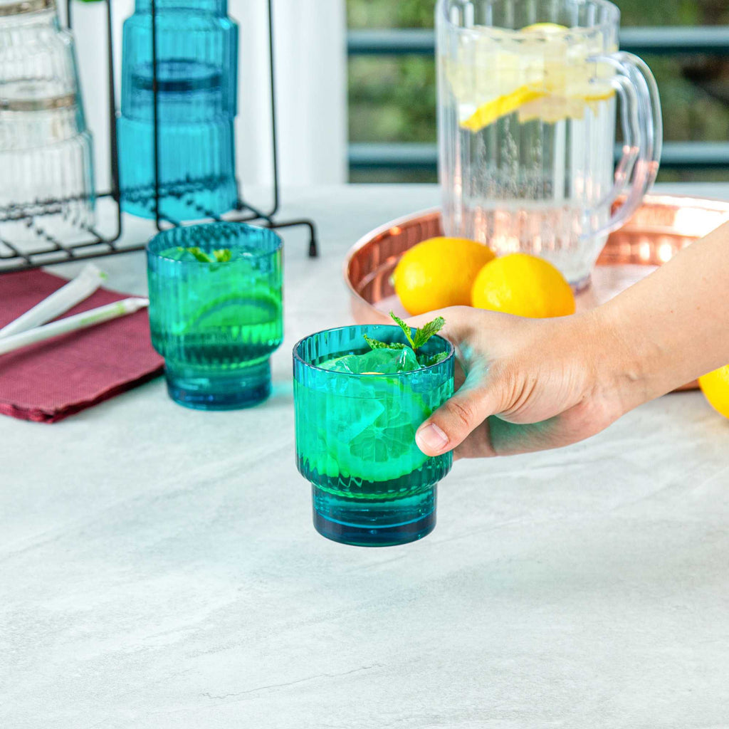 Bev Tek 11 oz Blue SAN Plastic Tumbler - Stackable - 48 count box