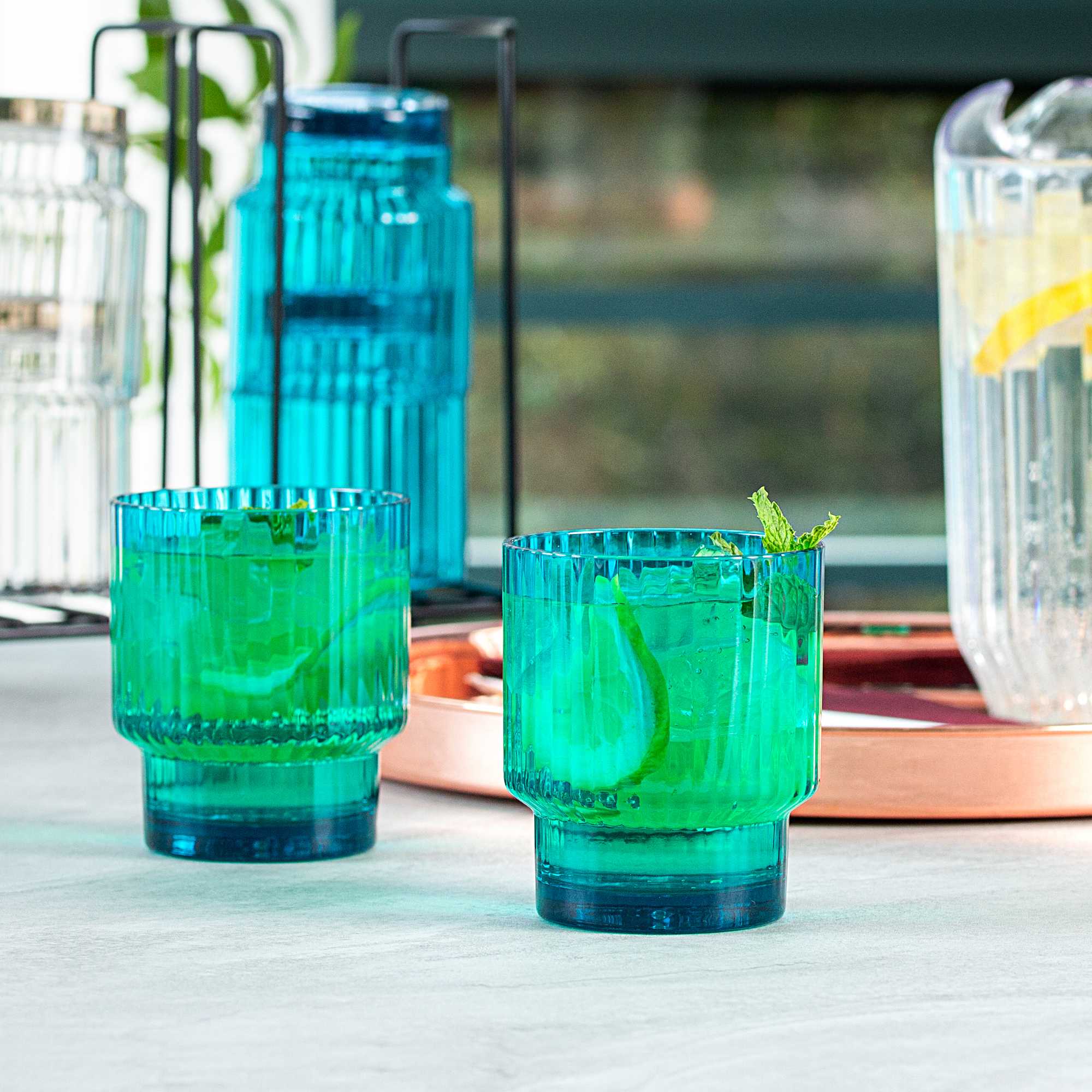 Bev Tek 11 oz Blue SAN Plastic Tumbler - Stackable - 48 count box