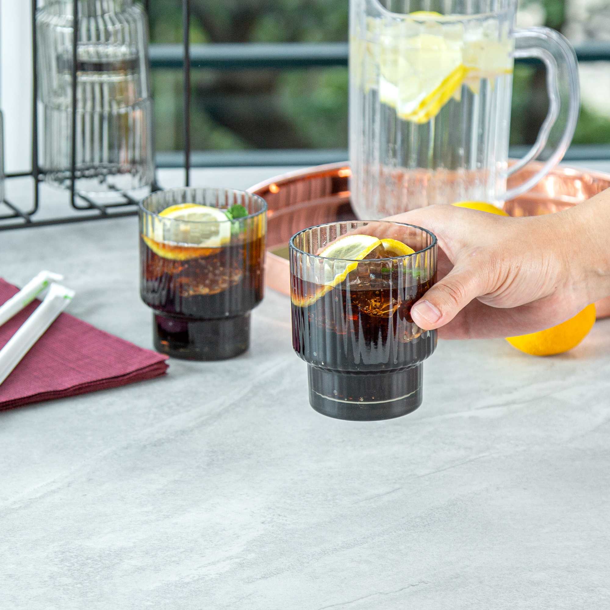 Bev Tek 11 oz Gray SAN Plastic Tumbler - Stackable - 6 count box