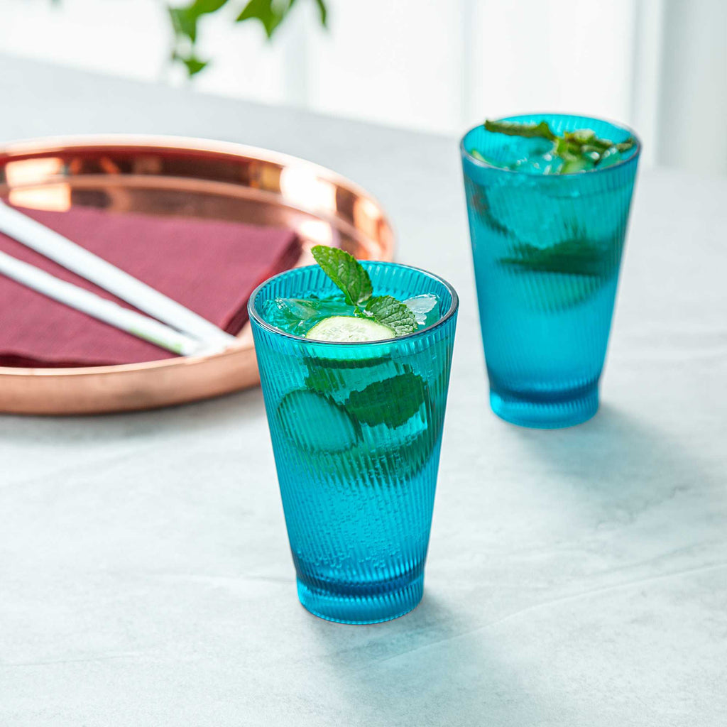 Bev Tek 14 oz Blue SAN Plastic Tumbler - 6 count box