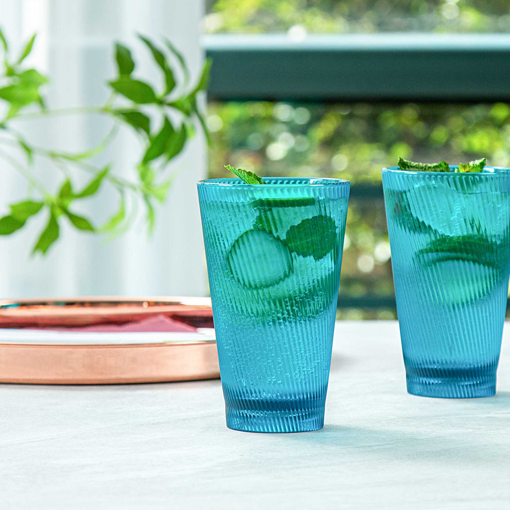 Bev Tek 14 oz Blue SAN Plastic Tumbler - 6 count box
