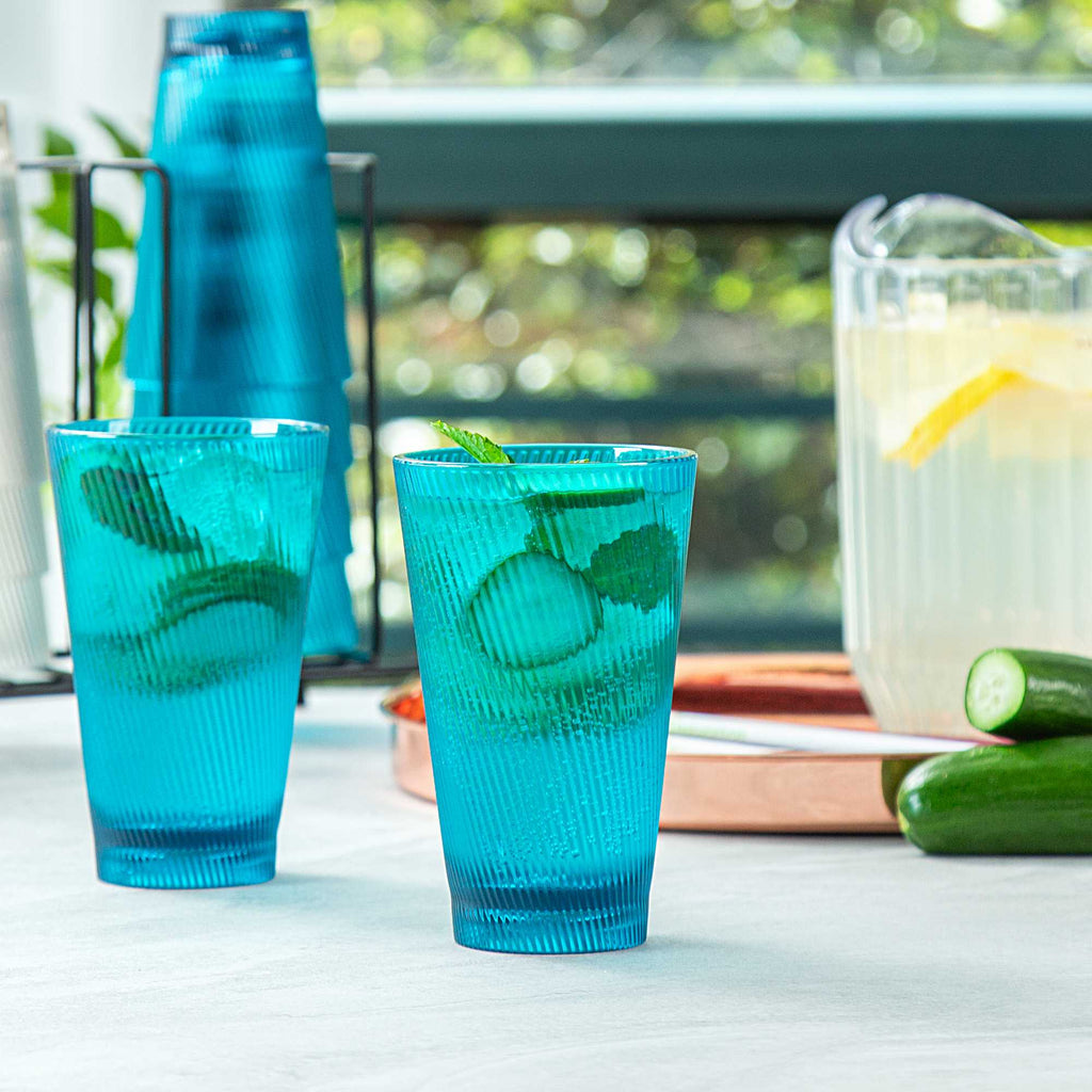 Bev Tek 14 oz Blue SAN Plastic Tumbler - 6 count box