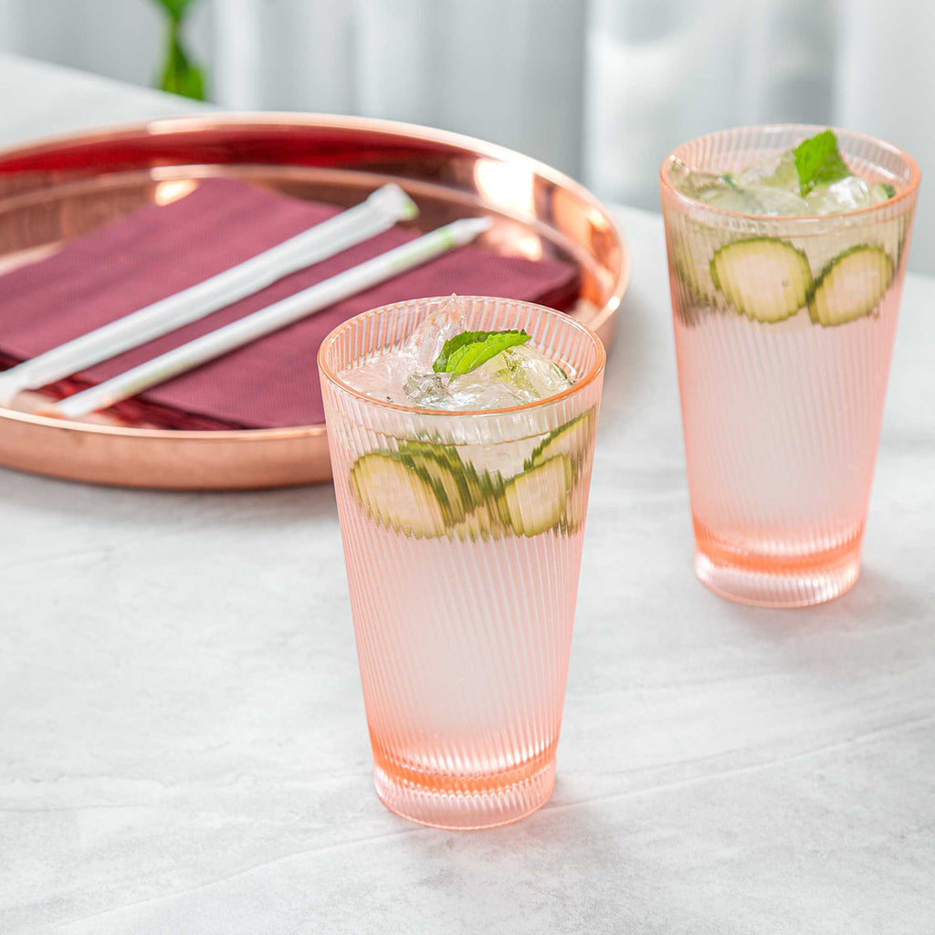 Bev Tek 16 oz Pink SAN Plastic Tumbler - 6 count box