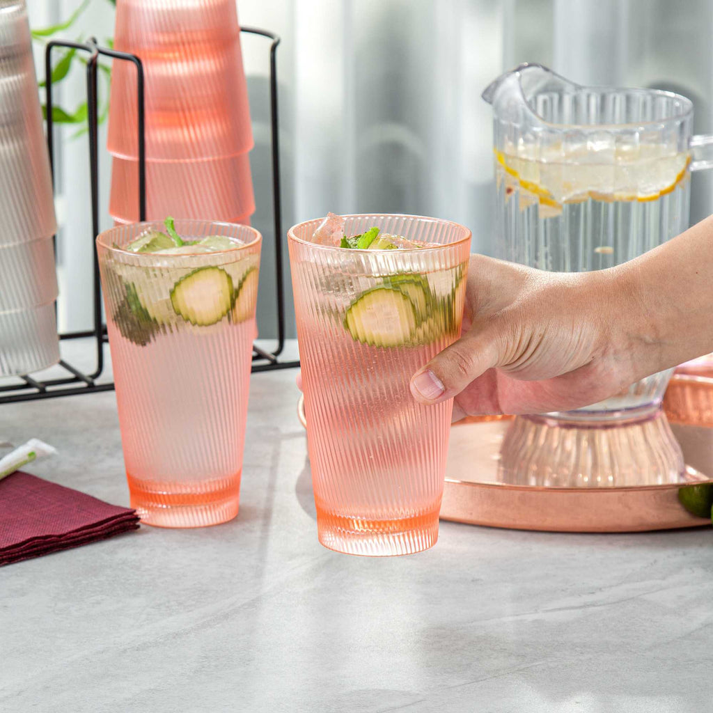 Bev Tek 16 oz Pink SAN Plastic Tumbler - 48 count box