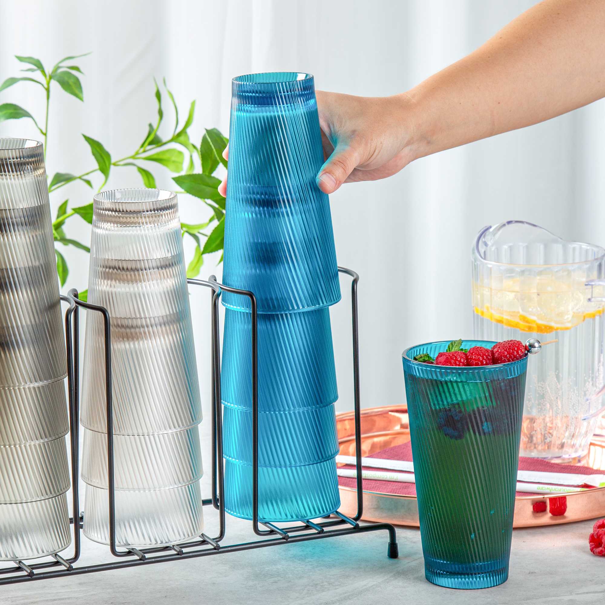 Bev Tek 20 oz Blue SAN Plastic Tumbler - 6 count box