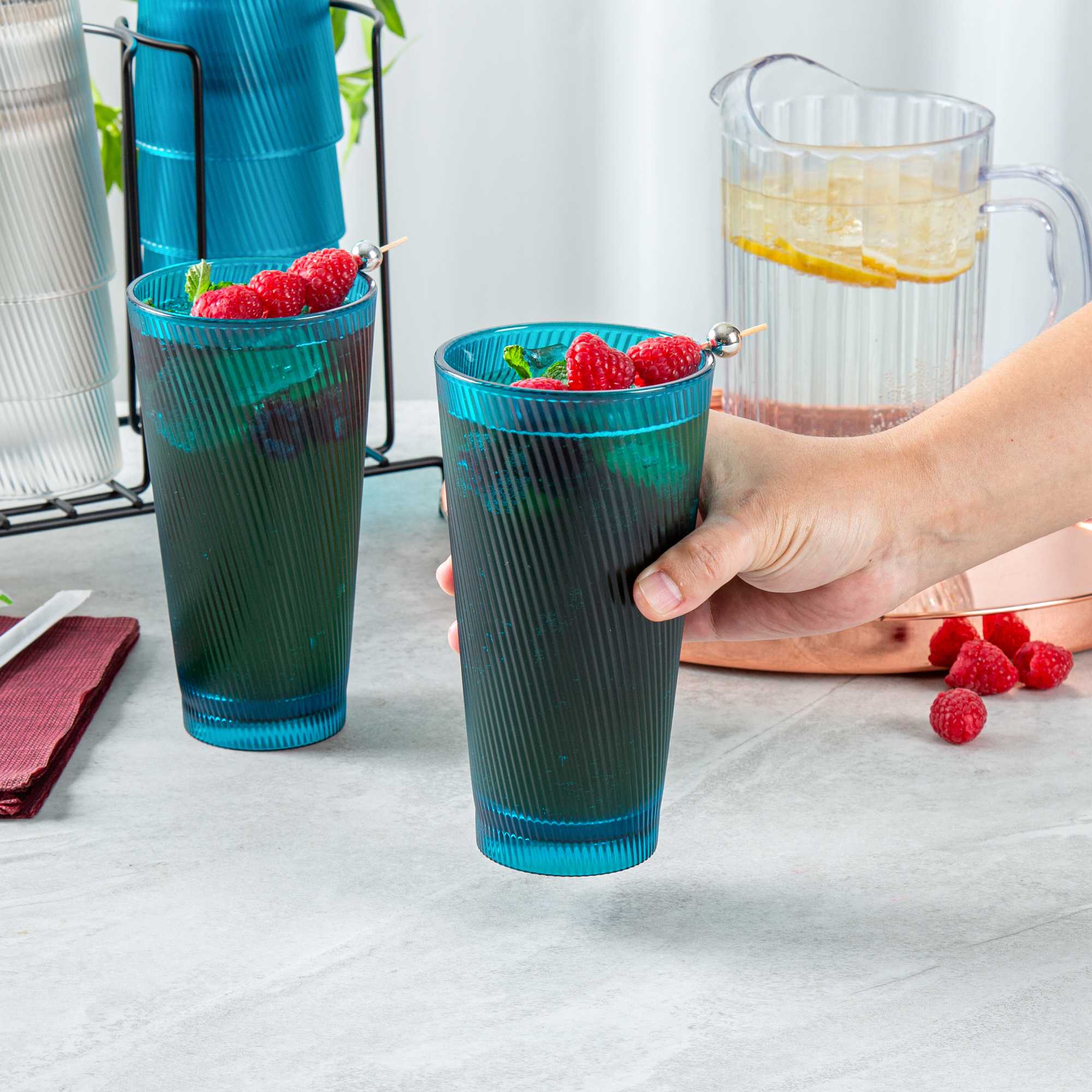 Bev Tek 20 oz Blue SAN Plastic Tumbler - 48 count box