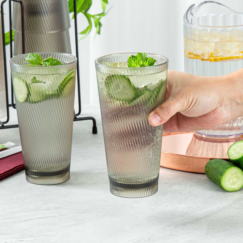 Bev Tek 20 oz Gray SAN Plastic Tumbler - 6 count box