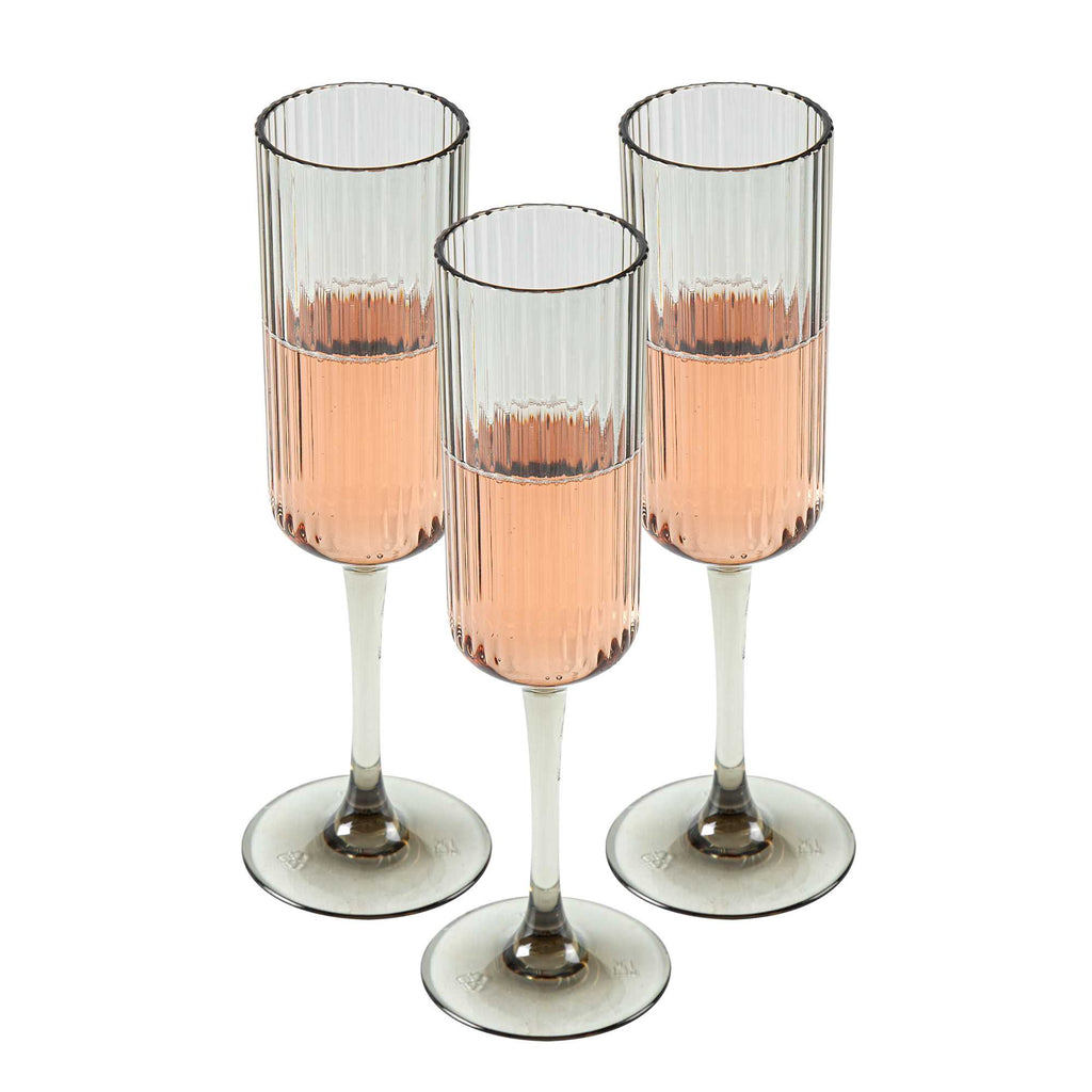 Bev Tek 6 oz Gray SAN Plastic Champagne Flute - 6 count box