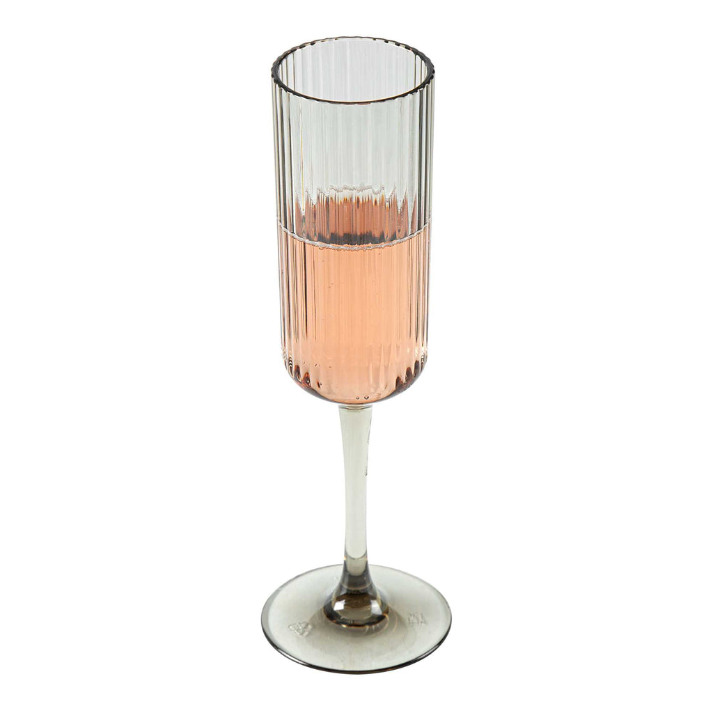 Bev Tek 6 oz Gray SAN Plastic Champagne Flute - 6 count box
