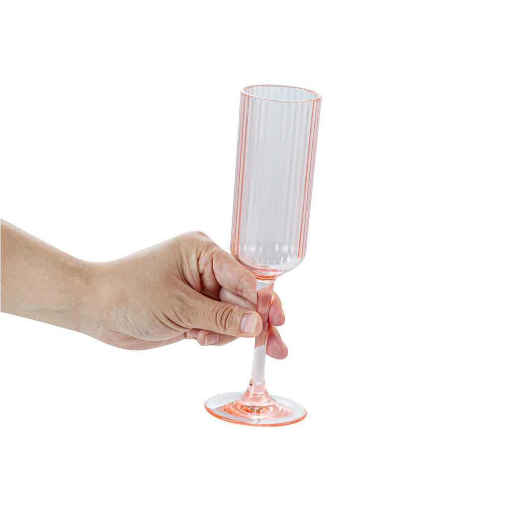 Bev Tek 6 oz Pink SAN Plastic Champagne Flute - 6 count box