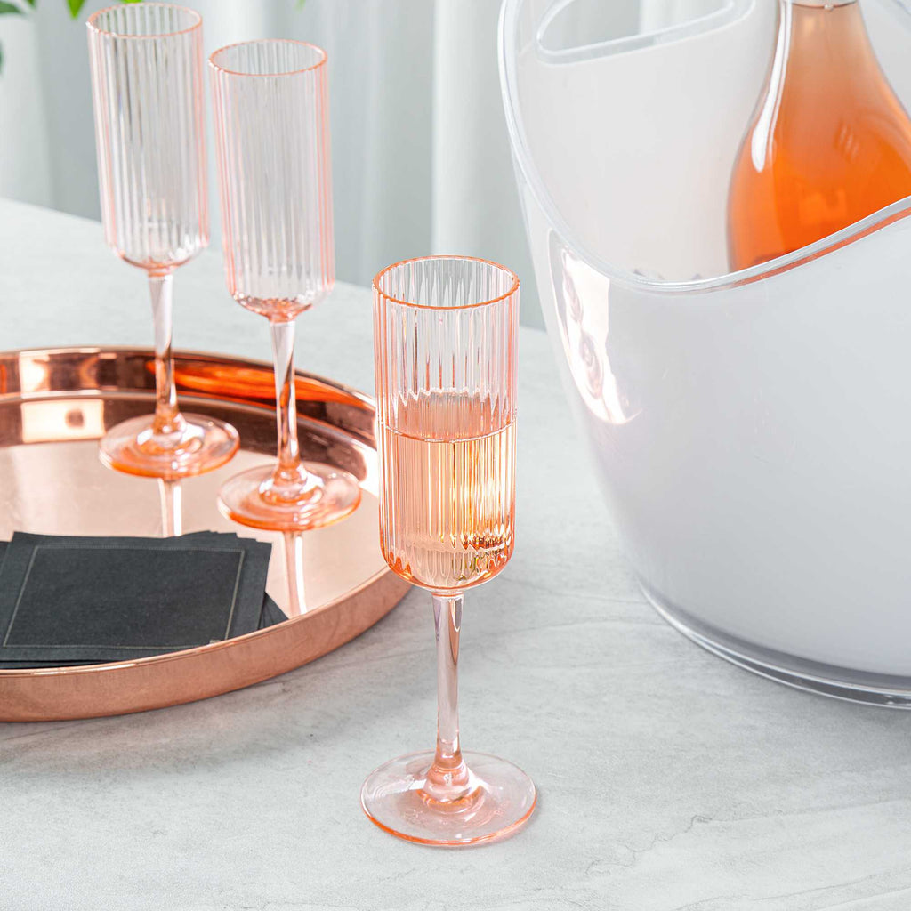 Bev Tek 6 oz Pink SAN Plastic Champagne Flute - 48 count box