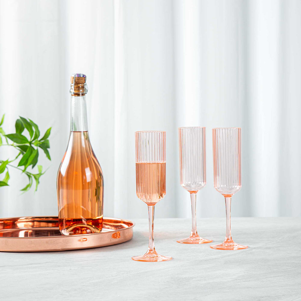 Bev Tek 6 oz Pink SAN Plastic Champagne Flute - 48 count box