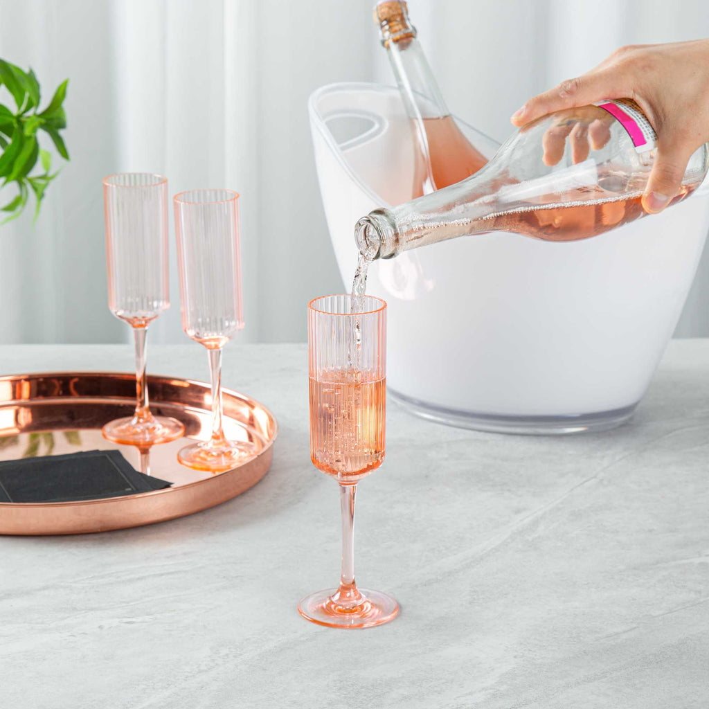 Bev Tek 6 oz Pink SAN Plastic Champagne Flute - 48 count box