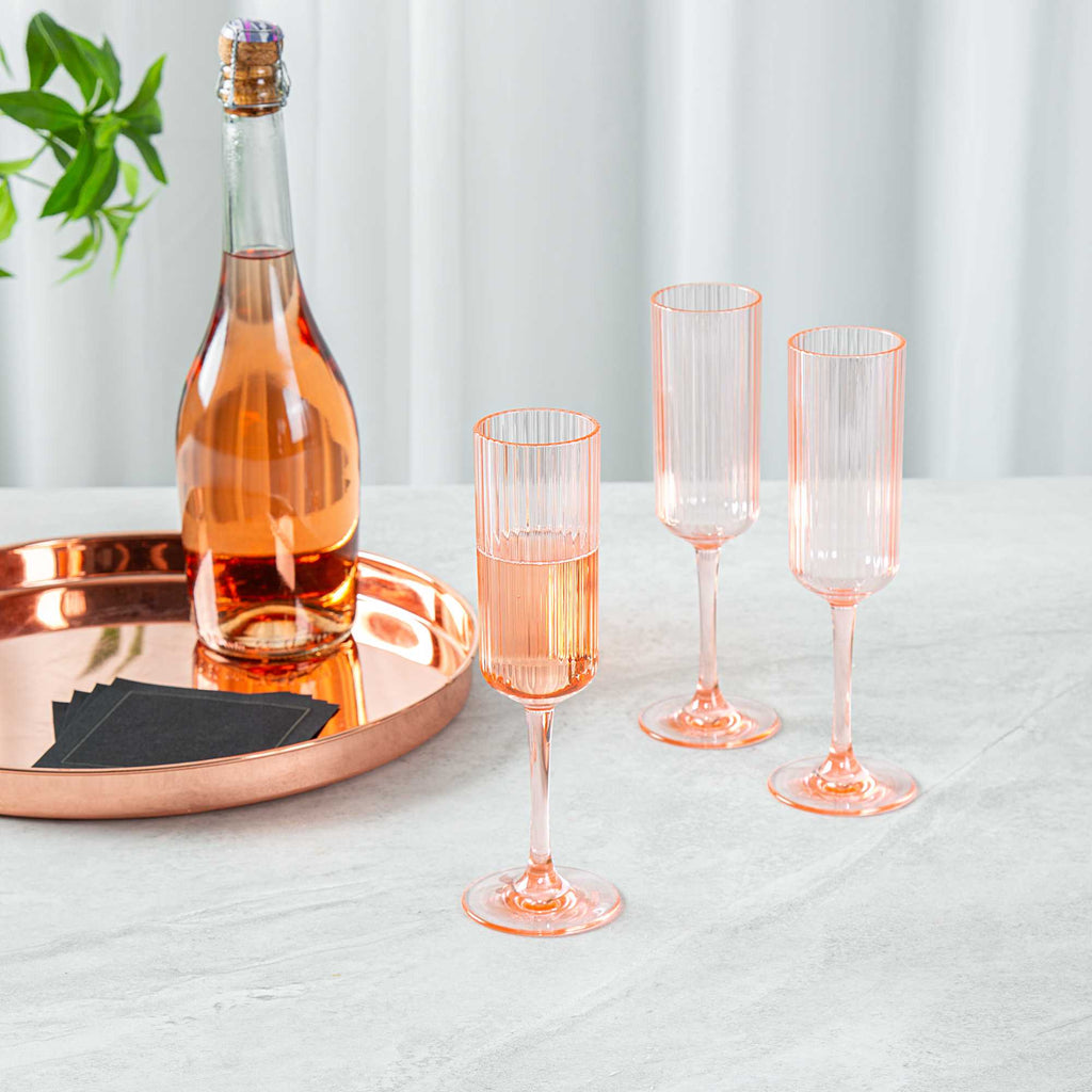 Bev Tek 6 oz Pink SAN Plastic Champagne Flute - 48 count box