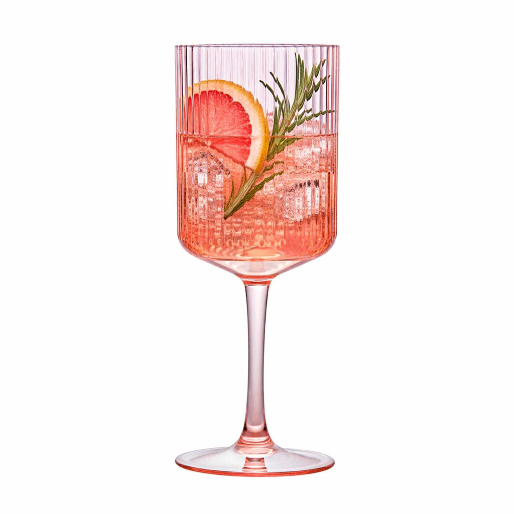 Bev Tek 12 oz Pink SAN Plastic Wine Glass - 6 count box