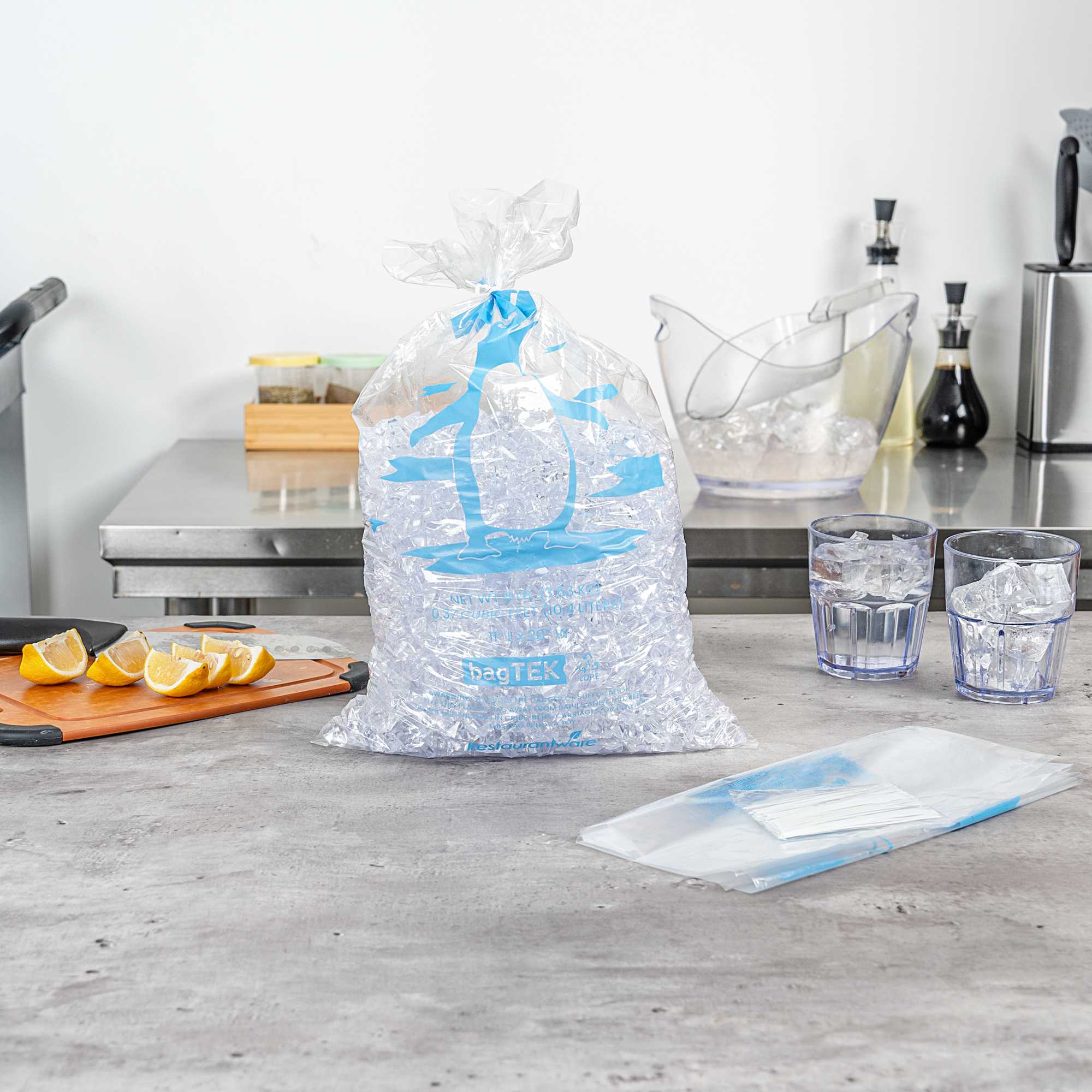 Bag Tek 8 Lb Clear Plastic Ice Bag - with Ice Print - 1000 count box