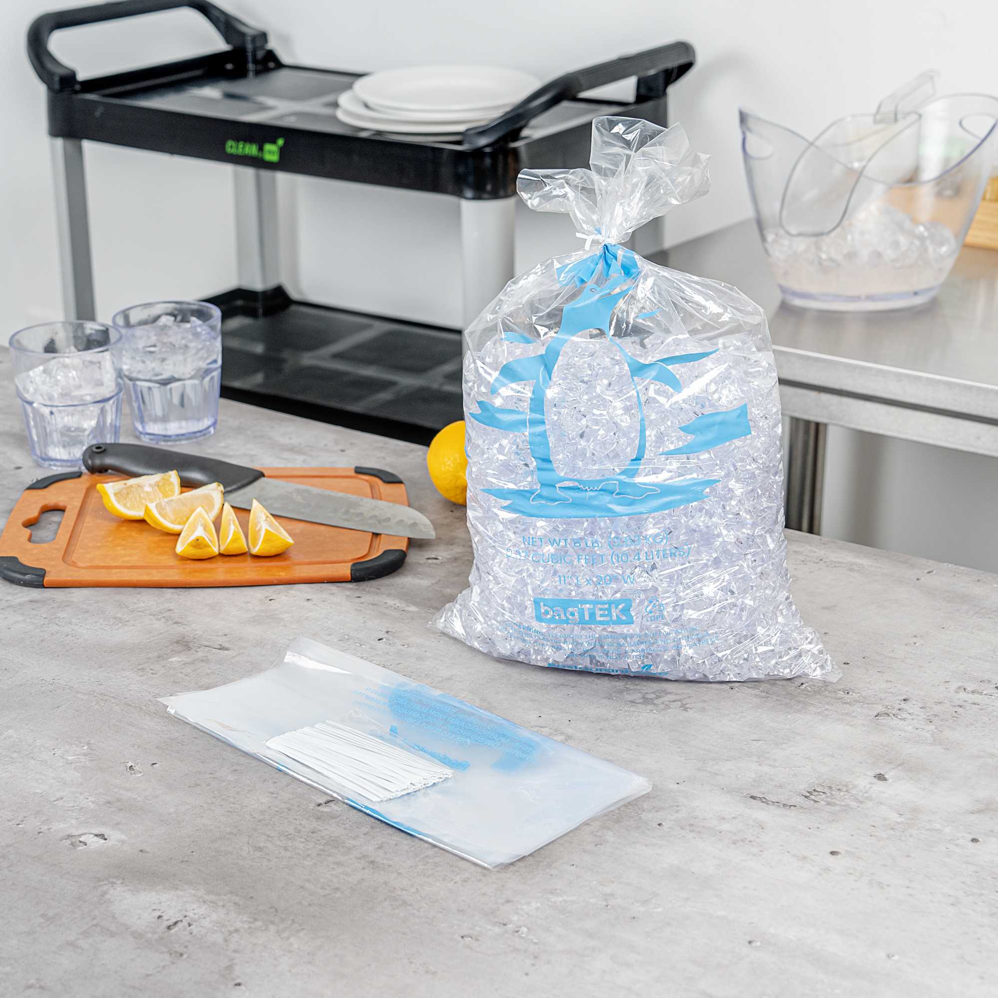 Bag Tek 8 Lb Clear Plastic Ice Bag - with Ice Print - 1000 count box