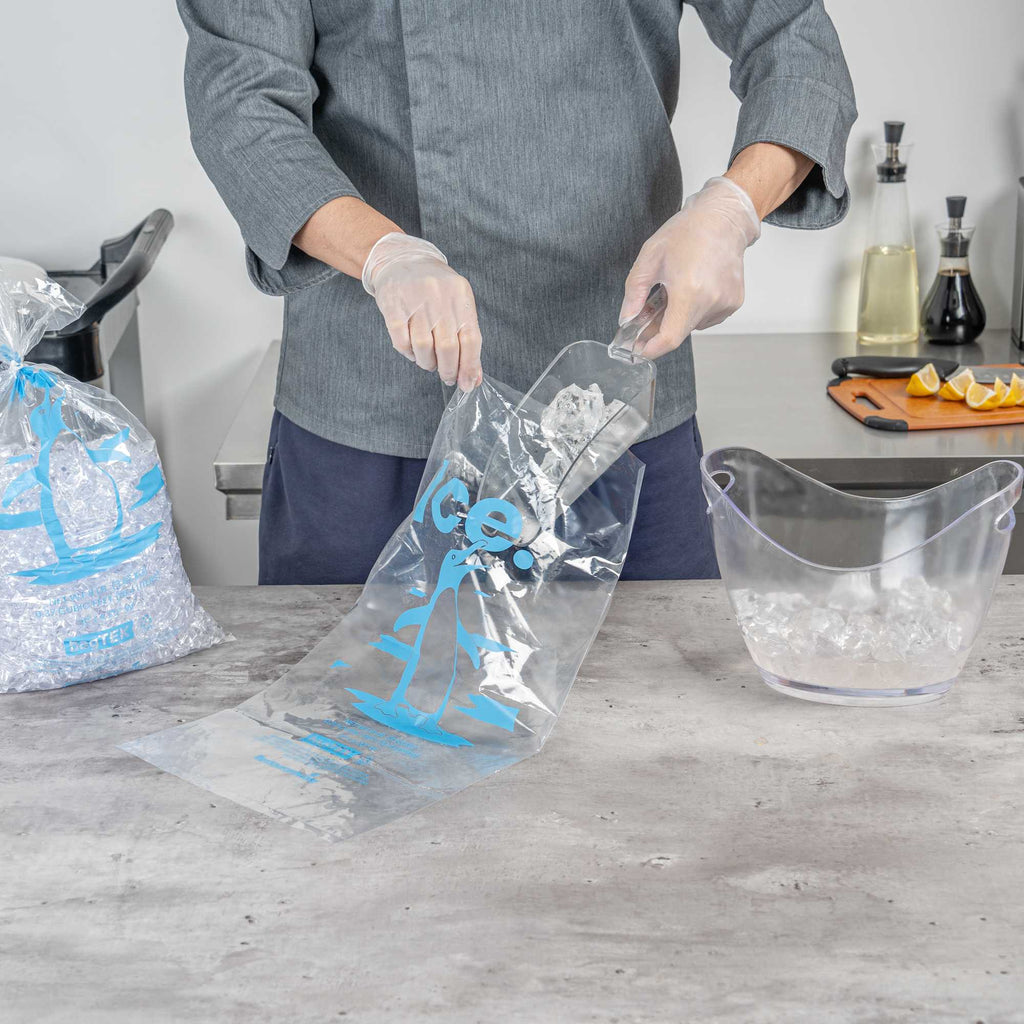 Bag Tek 8 Lb Clear Plastic Ice Bag - with Ice Print - 1000 count box