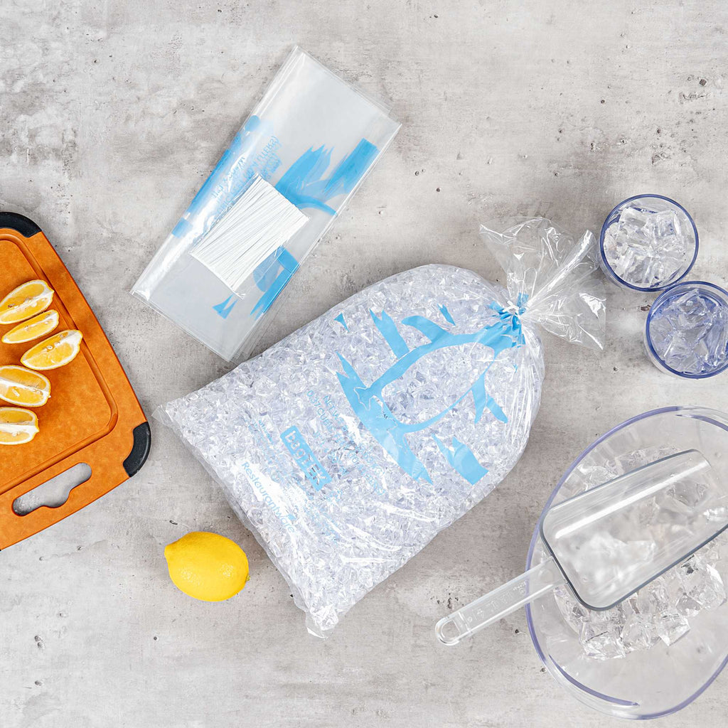 Bag Tek 8 Lb Clear Plastic Ice Bag - with Ice Print - 1000 count box