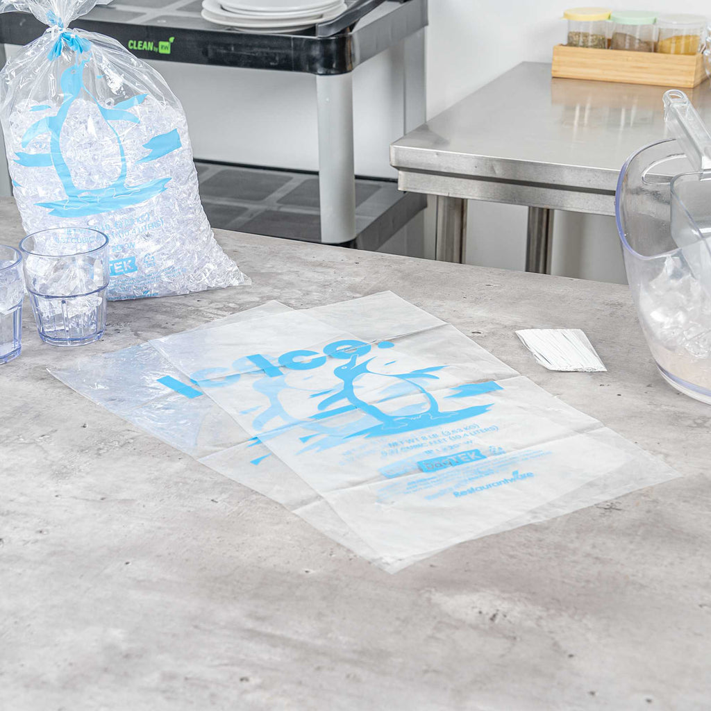Bag Tek 8 Lb Clear Plastic Ice Bag - with Ice Print - 1000 count box