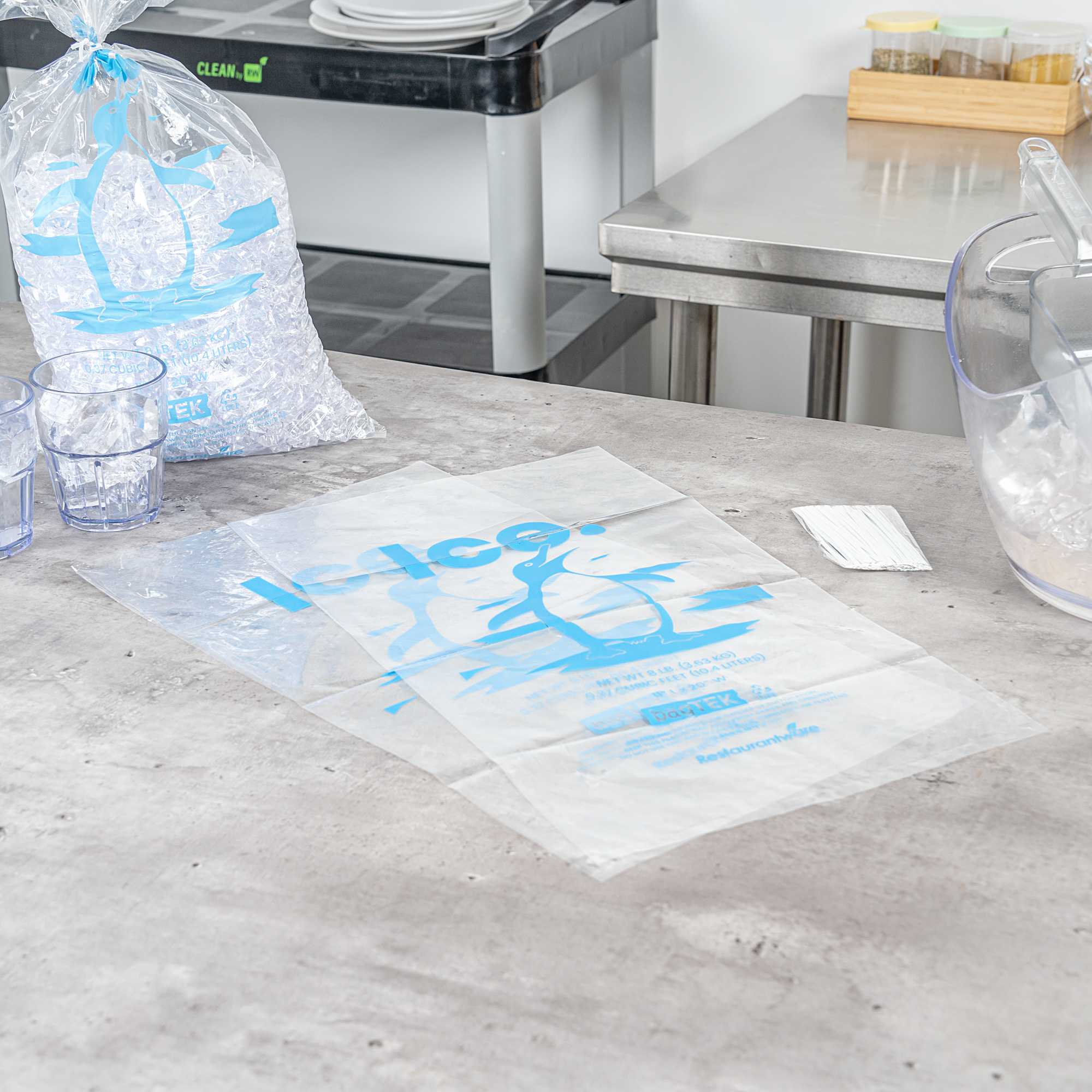 Bag Tek 8 Lb Clear Plastic Ice Bag - with Ice Print - 1000 count box