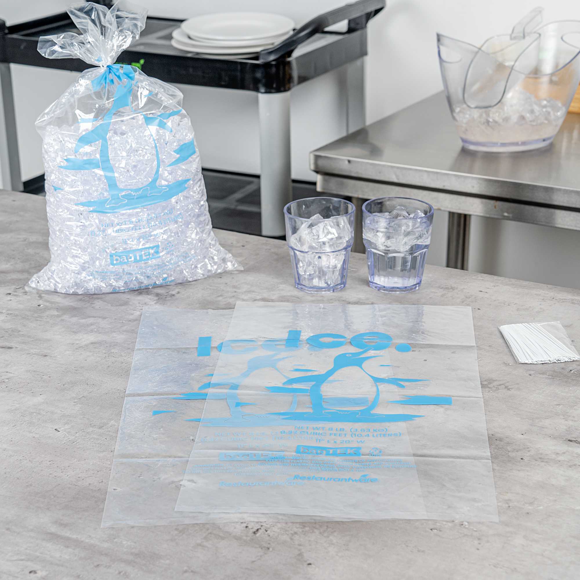 Bag Tek 8 Lb Clear Plastic Ice Bag - with Ice Print - 1000 count box