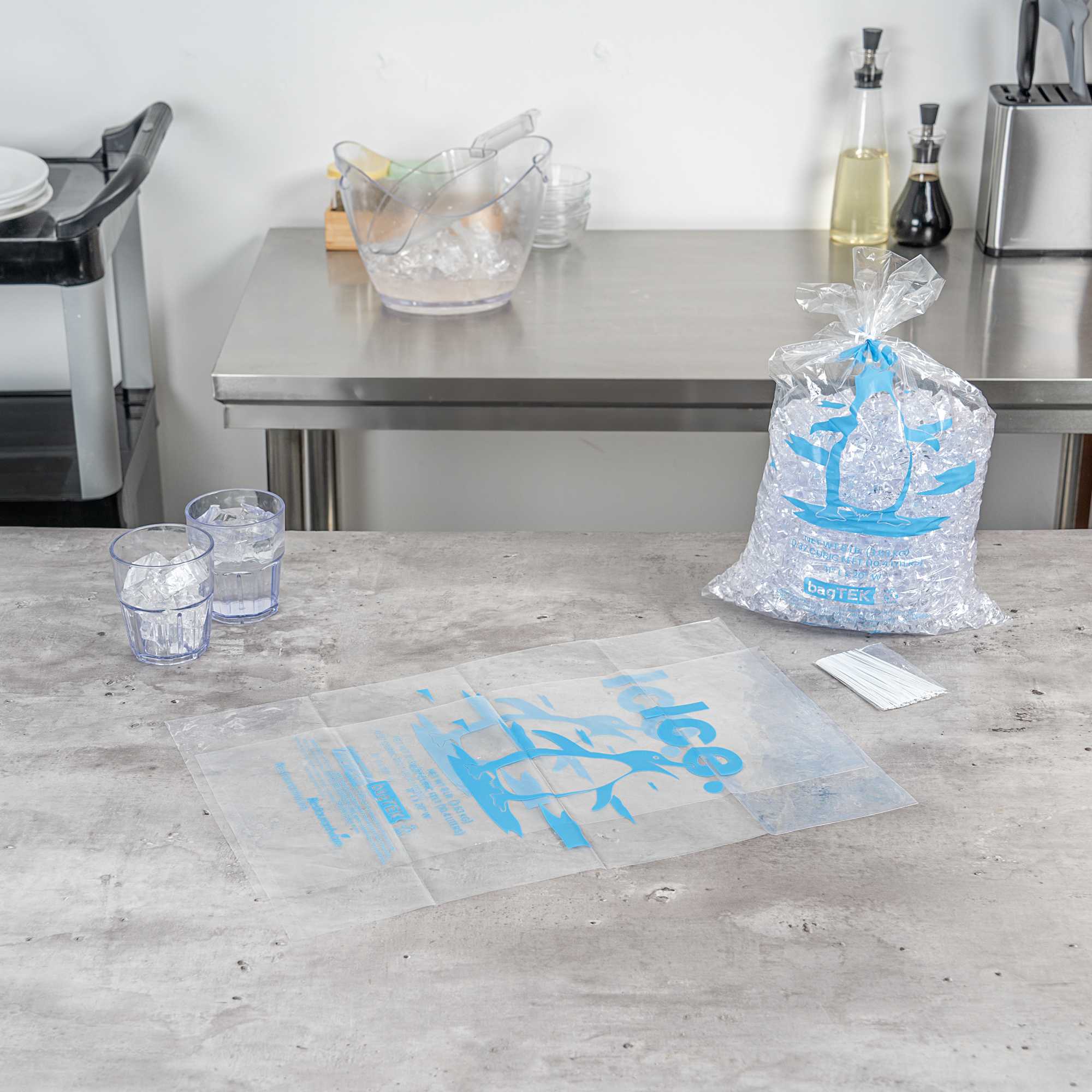 Bag Tek 8 Lb Clear Plastic Ice Bag - with Ice Print - 1000 count box