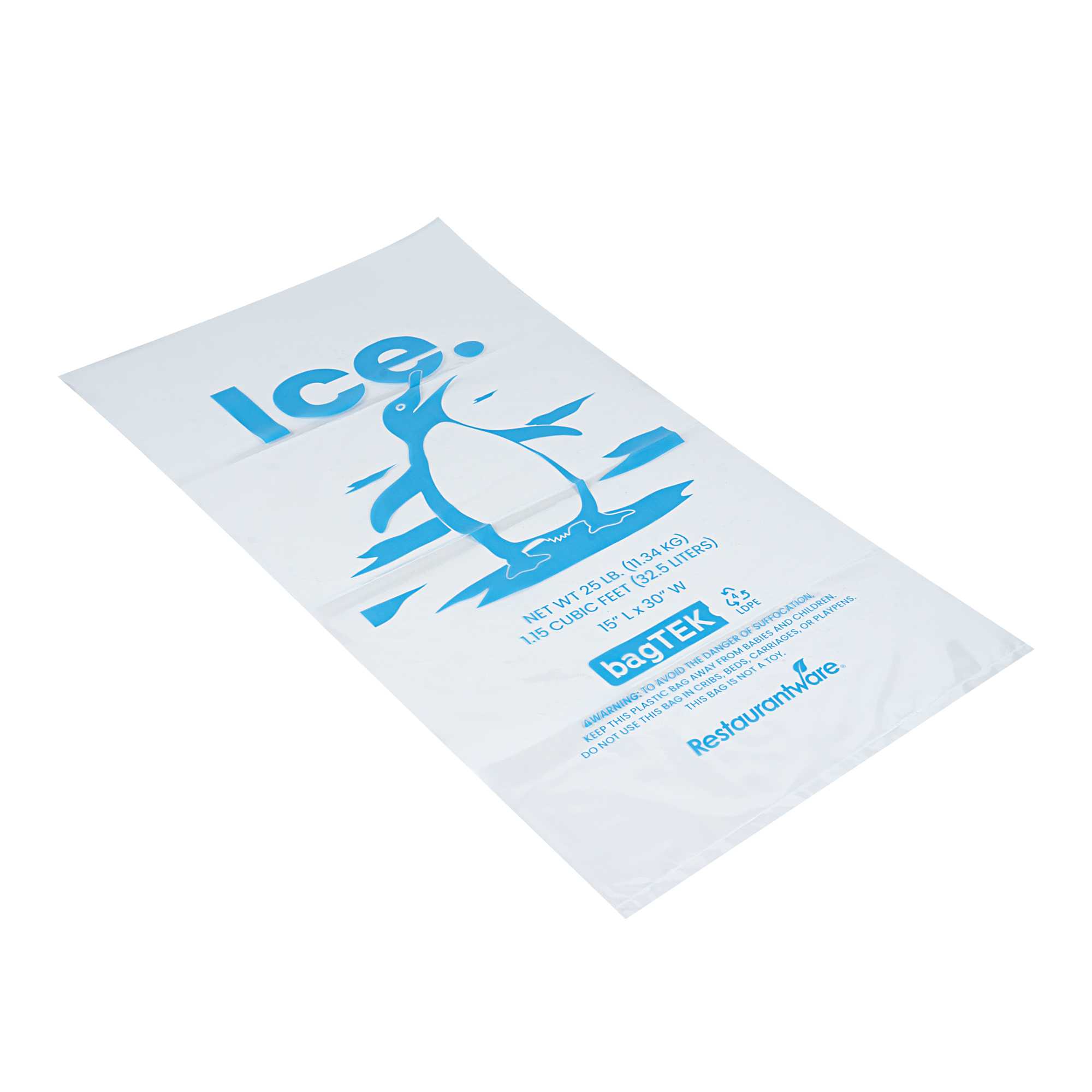 Bag Tek 25 Lb Clear Plastic Ice Bag - with Ice Print - 500 count box