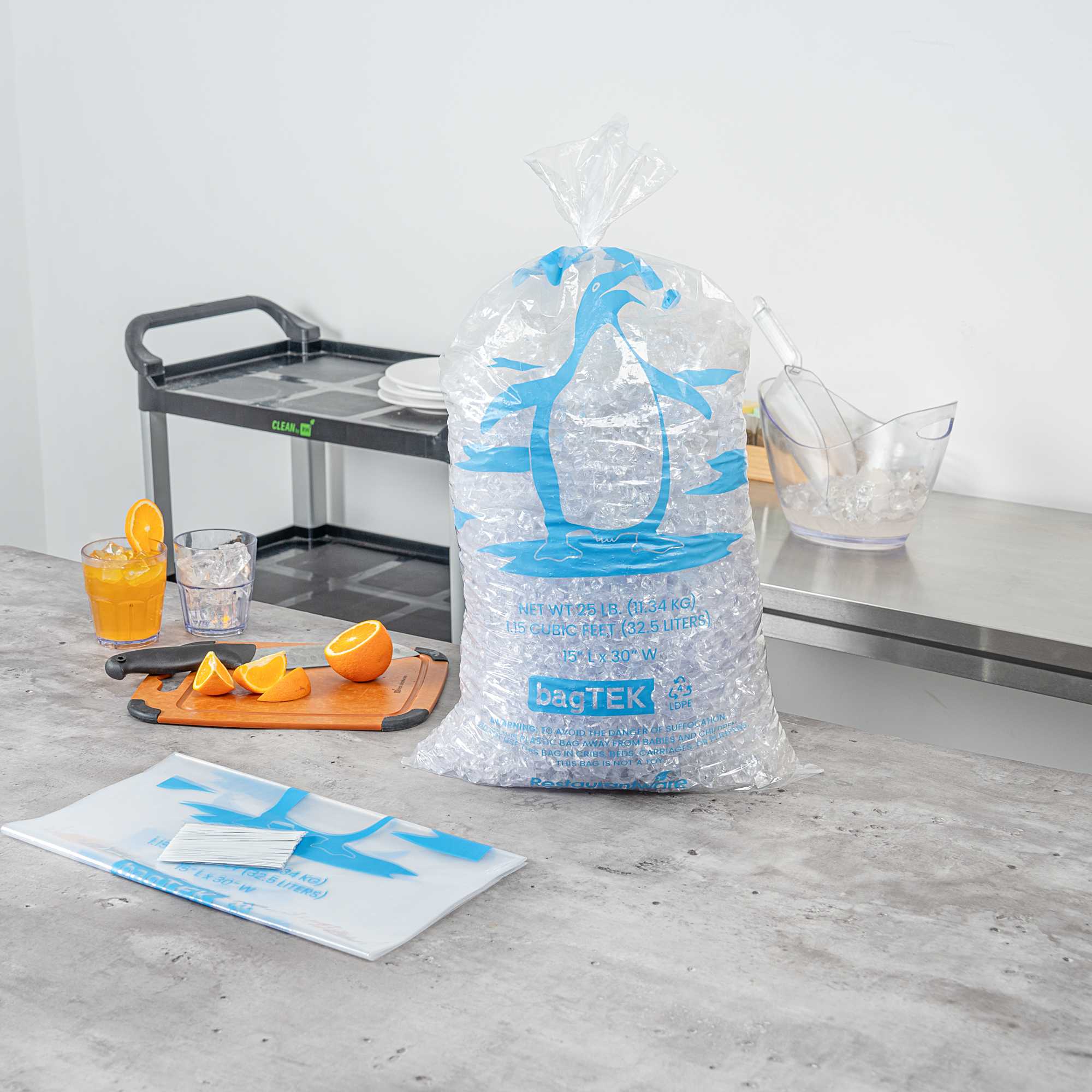 Bag Tek 25 Lb Clear Plastic Ice Bag - with Ice Print - 500 count box