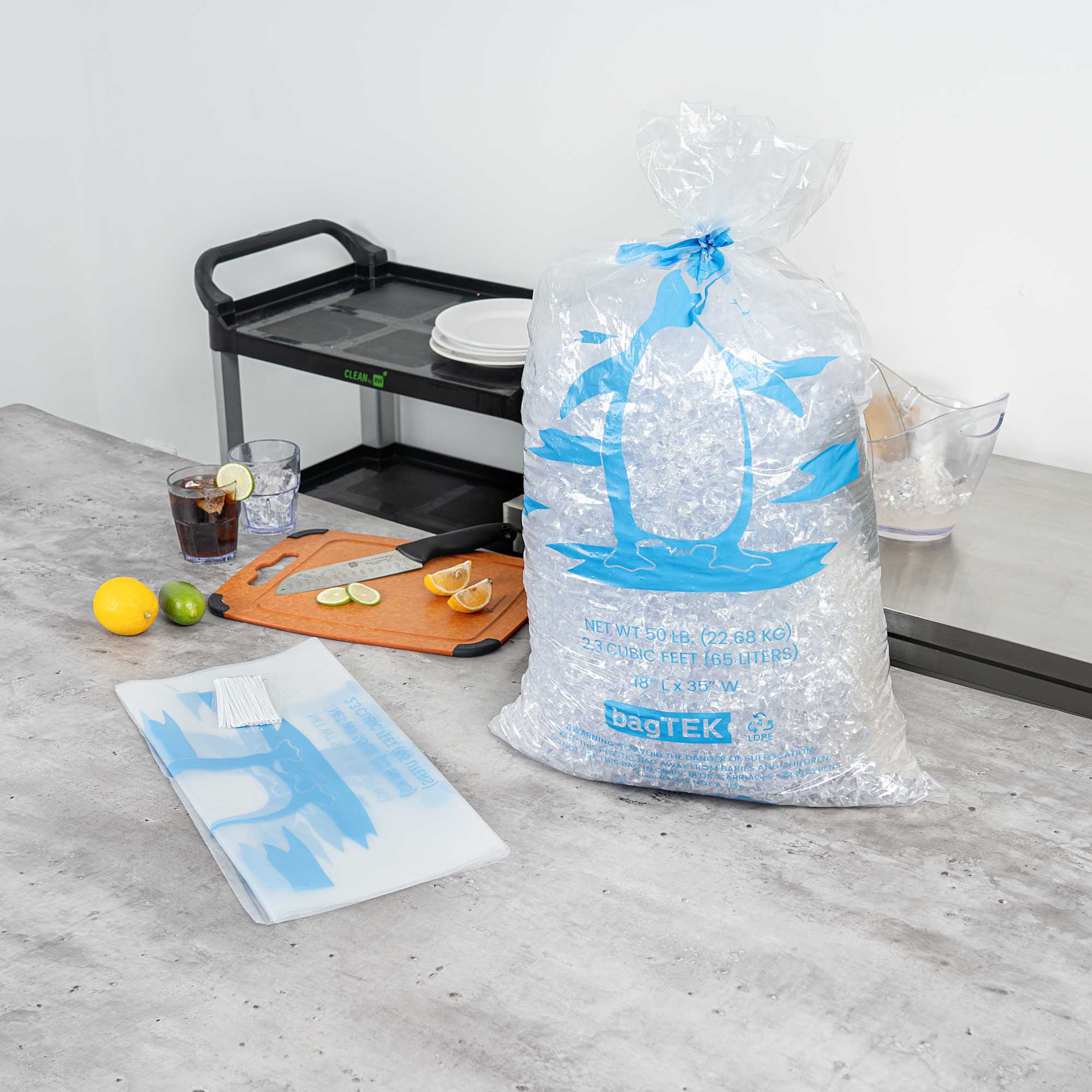 Bag Tek 50 Lb Clear Plastic Ice Bag - with Ice Print - 200 count box