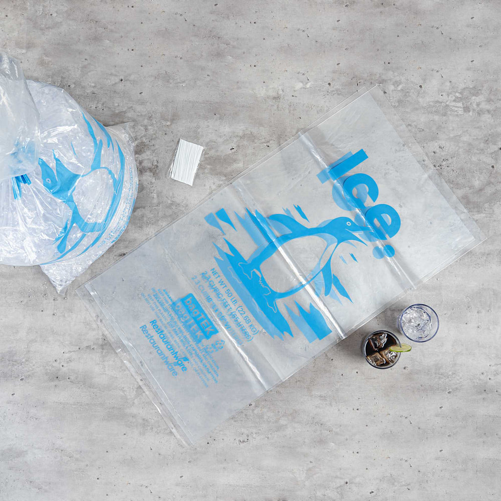 Bag Tek 50 Lb Clear Plastic Ice Bag - with Ice Print - 200 count box