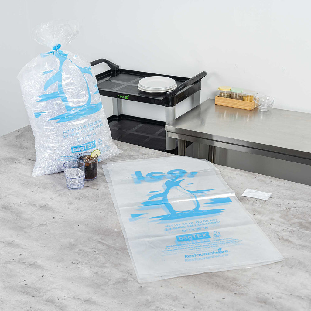 Bag Tek 50 Lb Clear Plastic Ice Bag - with Ice Print - 200 count box