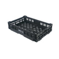 Cater Tek Rectangle Black Plastic Collapsible Crate - Vented, Stackable - 23 3/4" x 15 3/4" x 4 3/4" - 1 count box