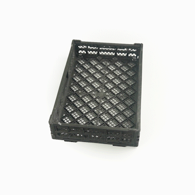 Cater Tek Rectangle Black Plastic Collapsible Crate - Vented, Stackable - 23 3/4" x 15 3/4" x 4 3/4" - 10 count box