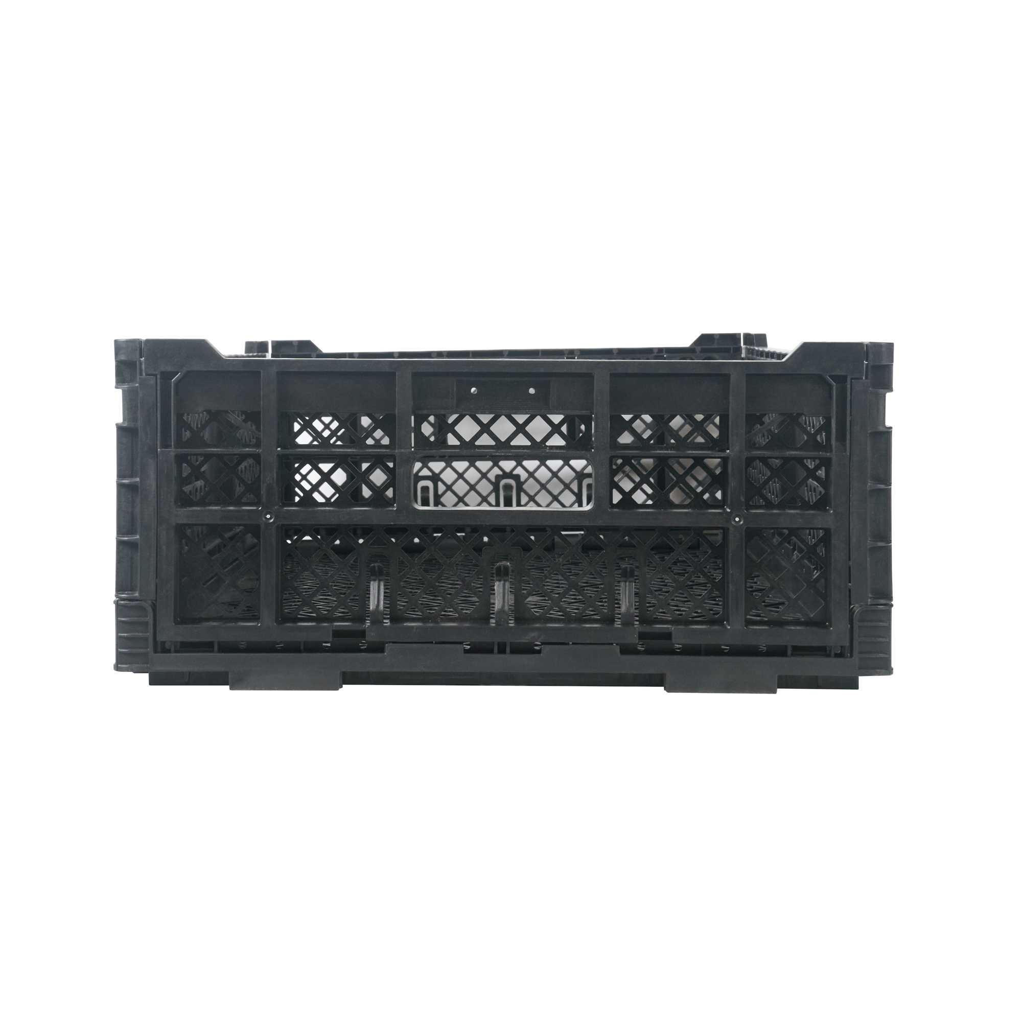 Cater Tek Rectangle Black Plastic Collapsible Crate - Vented, Stackable - 23 3/4" x 15 3/4" x 6 3/4" - 1 count box