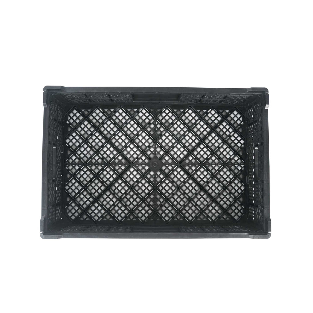 Cater Tek Rectangle Black Plastic Collapsible Crate - Vented, Stackable - 23 3/4" x 15 3/4" x 6 3/4" - 10 count box