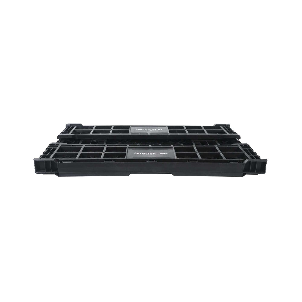 Cater Tek Rectangle Black Plastic Collapsible Crate - Vented, Stackable - 23 3/4" x 15 3/4" x 6 3/4" - 10 count box