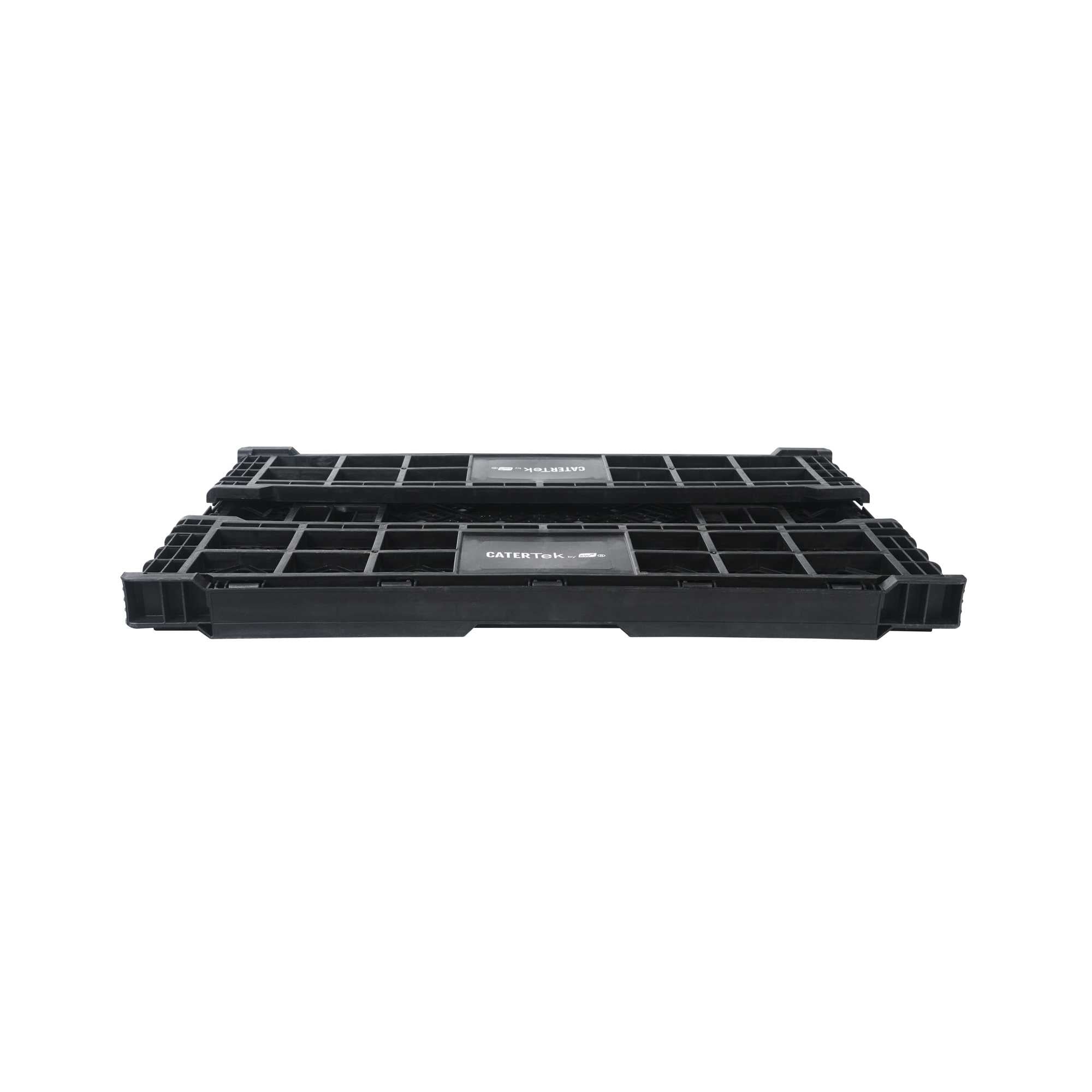 Cater Tek Rectangle Black Plastic Collapsible Crate - Vented, Stackable - 23 3/4" x 15 3/4" x 6 3/4" - 10 count box