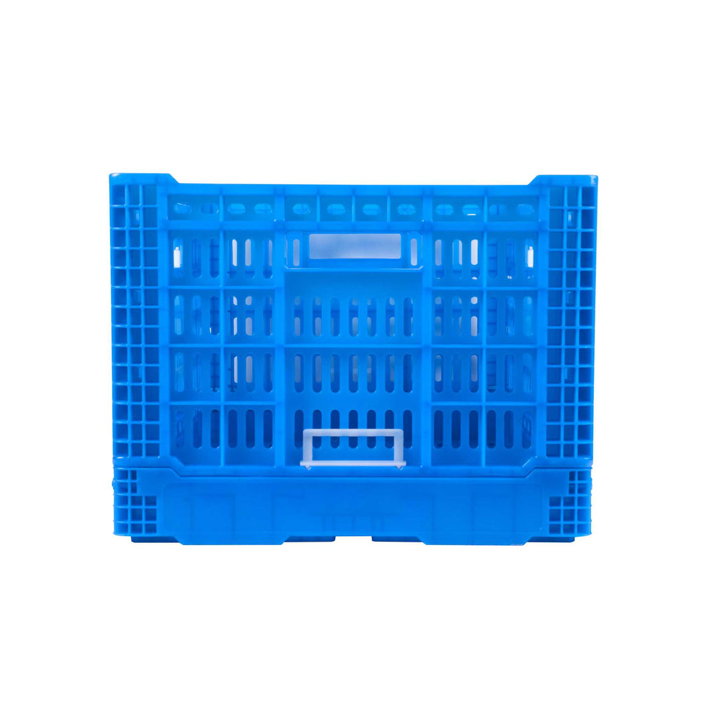 Cater Tek Rectangle Blue Plastic Collapsible Crate - Vented, Stackable - 23 3/4" x 15 3/4" x 11 3/4" - 10 count box