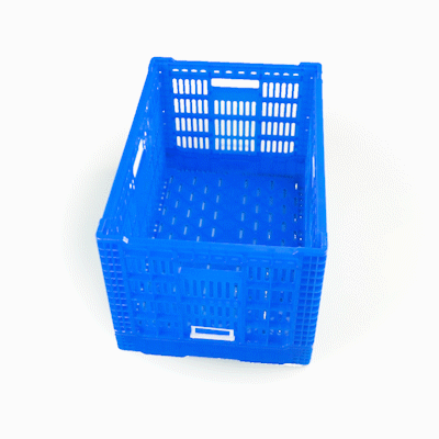 Cater Tek Rectangle Blue Plastic Collapsible Crate - Vented, Stackable - 23 3/4" x 15 3/4" x 13 1/2" - 1 count box