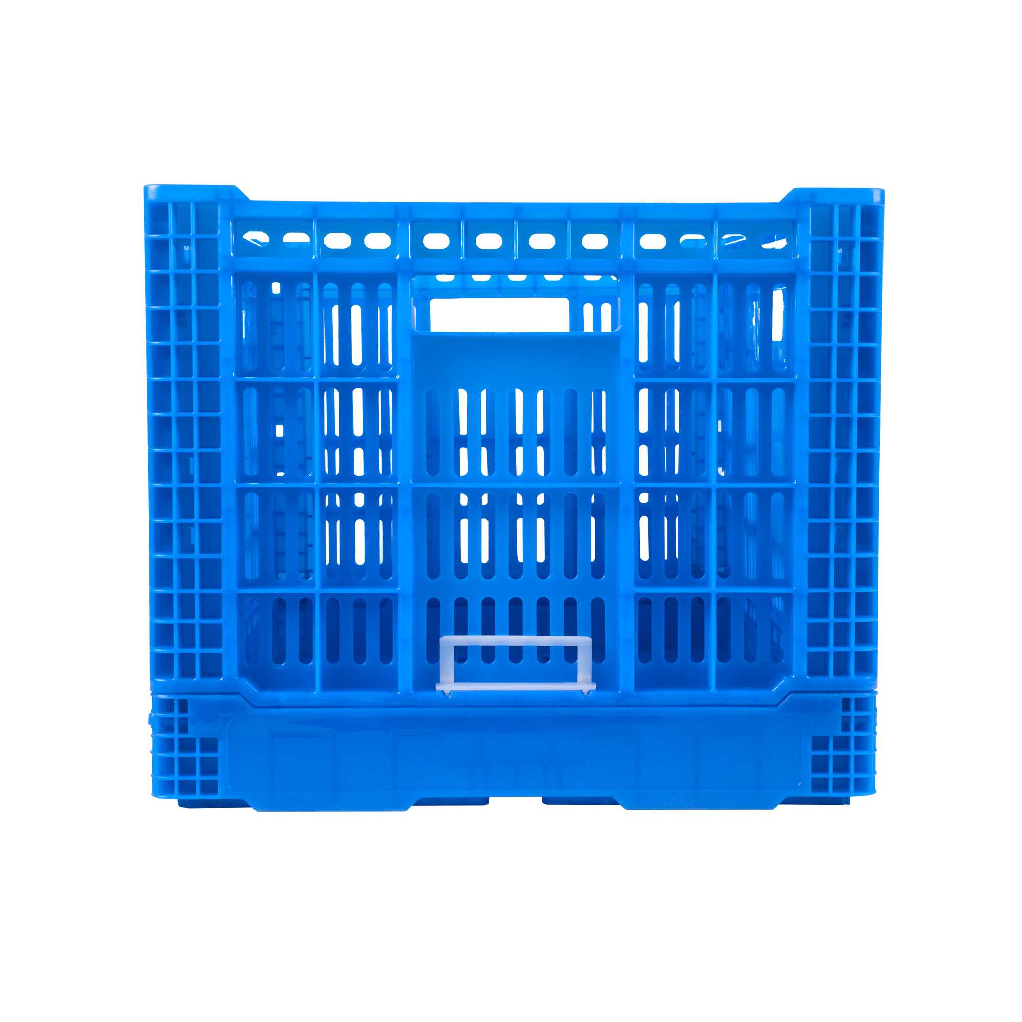 Cater Tek Rectangle Blue Plastic Collapsible Crate - Vented, Stackable - 23 3/4" x 15 3/4" x 13 1/2" - 10 count box