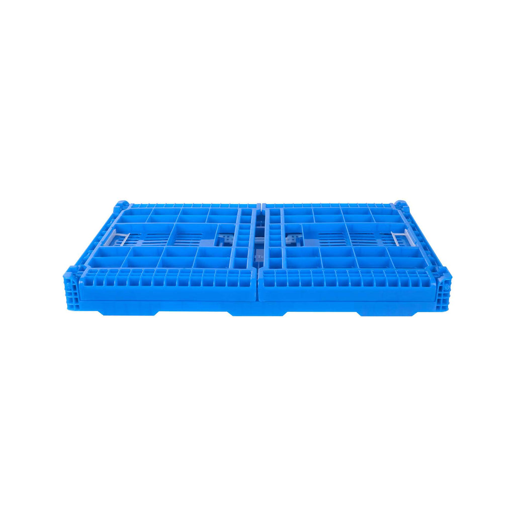 Cater Tek Rectangle Blue Plastic Collapsible Crate - Vented, Stackable - 23 3/4" x 15 3/4" x 13 1/2" - 10 count box